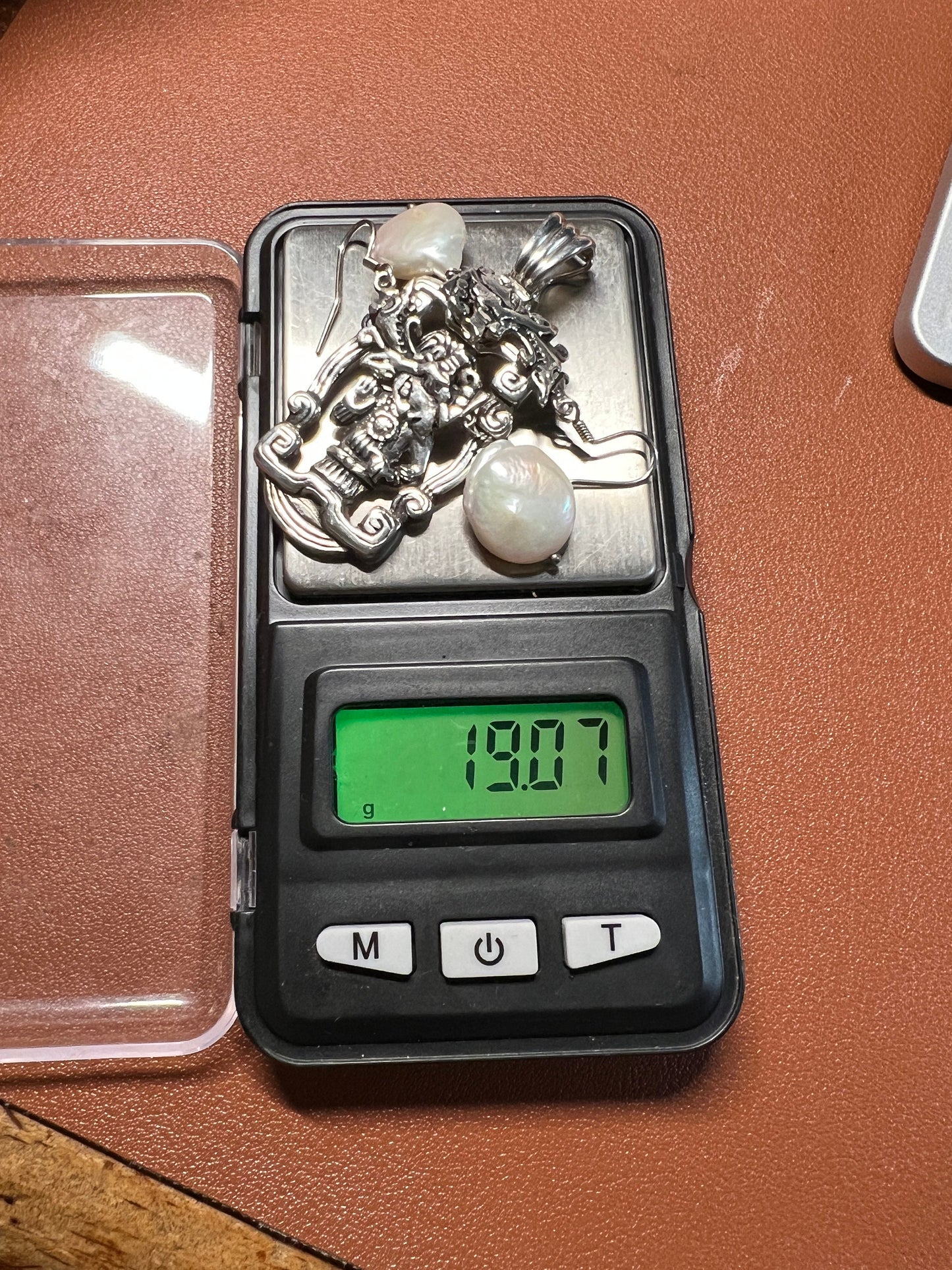 Mayan Pendant and Earrings Set 925, with Pearls, Vintage, from Yucatan Peninsula, Mexico, 19 grams (#5)