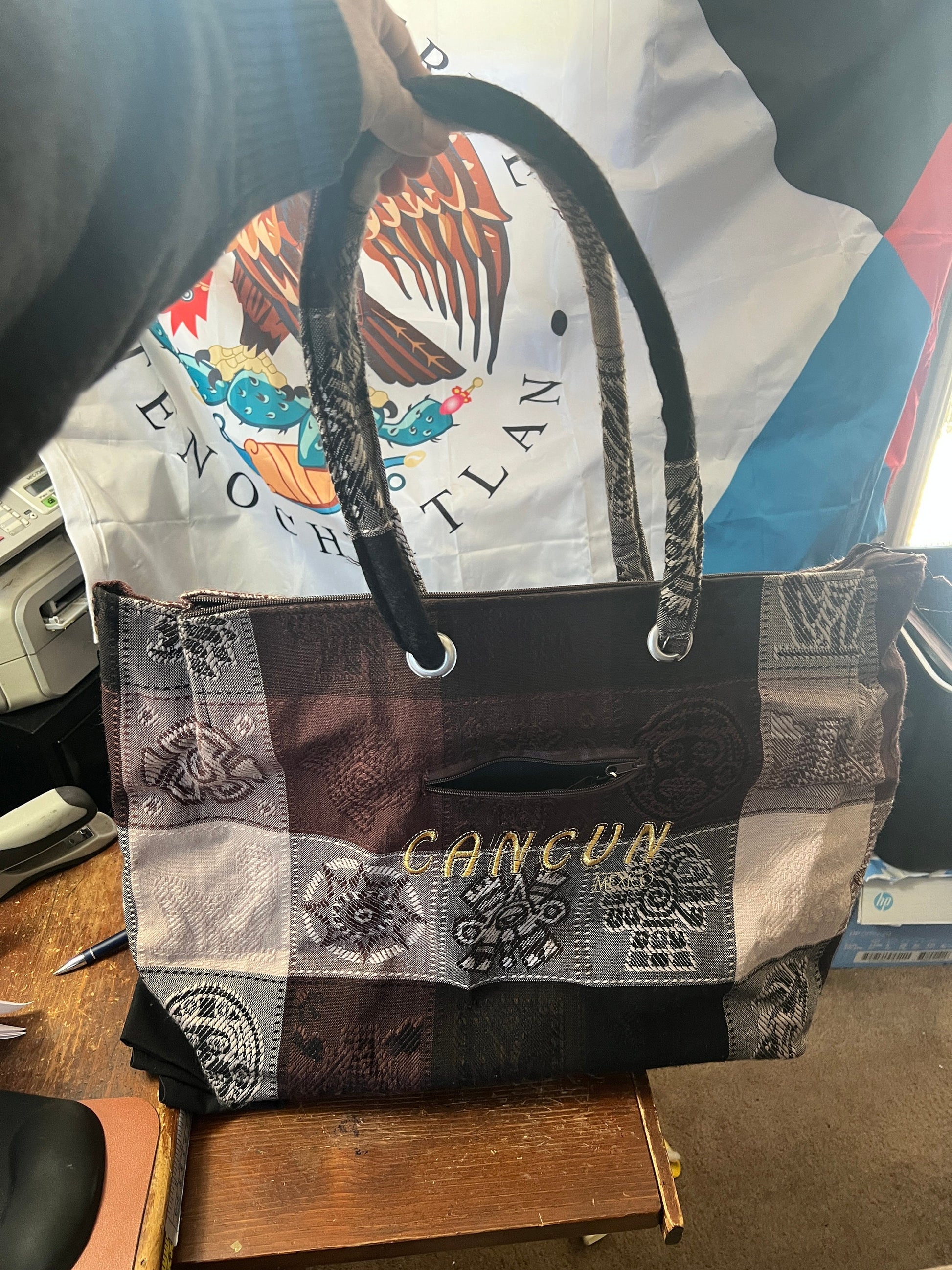 Large Aztec Bag Purse from Cancun, Mexico, Hecho en Mexico