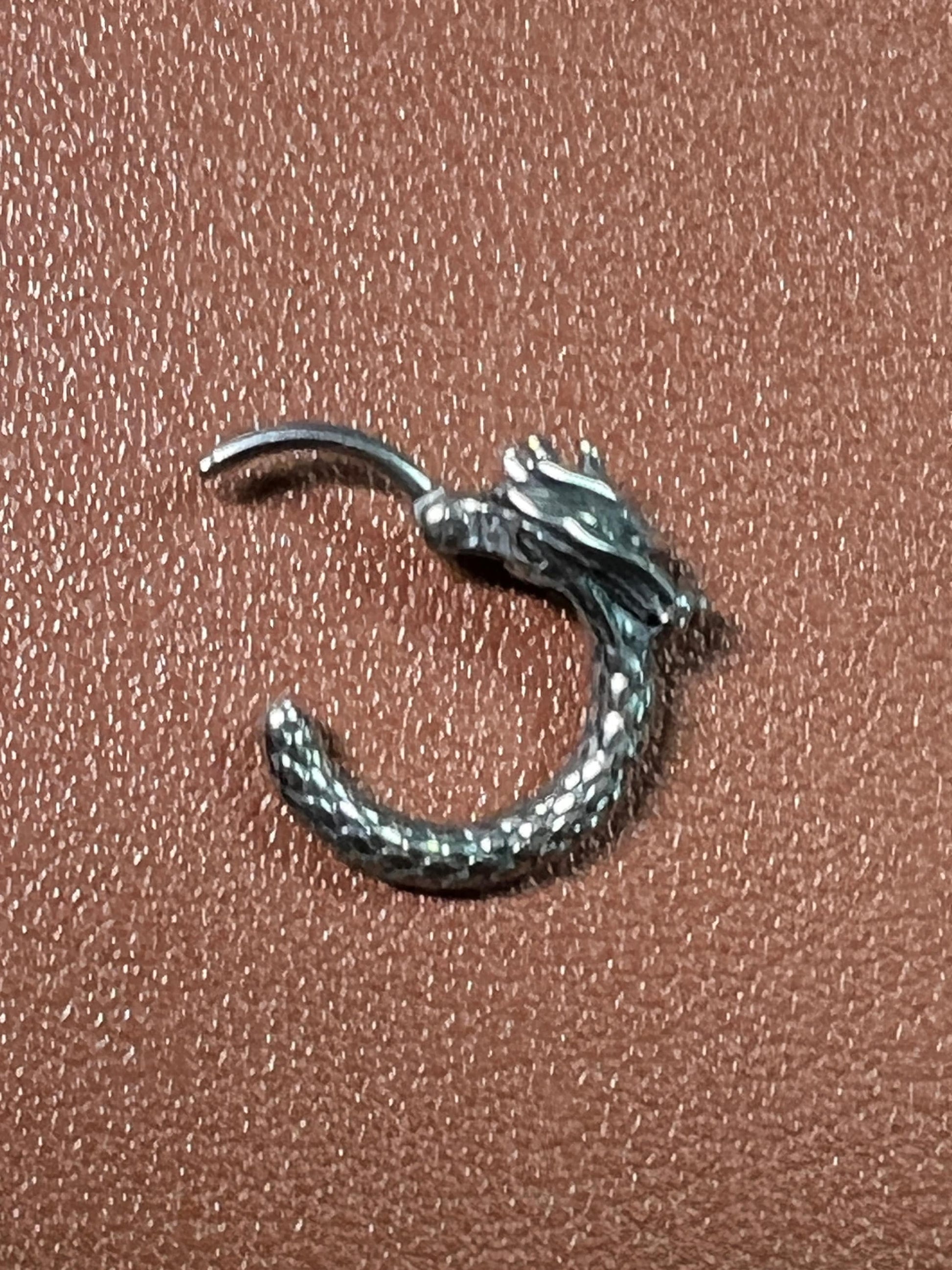 Dragon Earring, Quetzalcoatl, Kukulkan, Hoop Silver Tone Ear Ring
