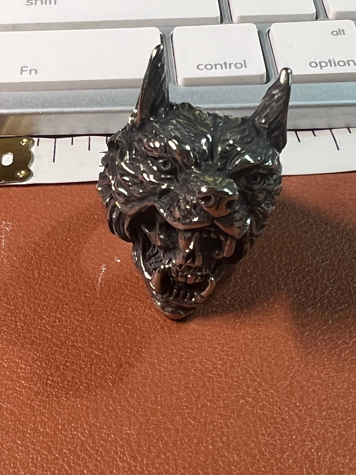 Wolf Skull Warrior Ring, Alloy, Heavy Metal, Rocker, Indigenous, Native American style