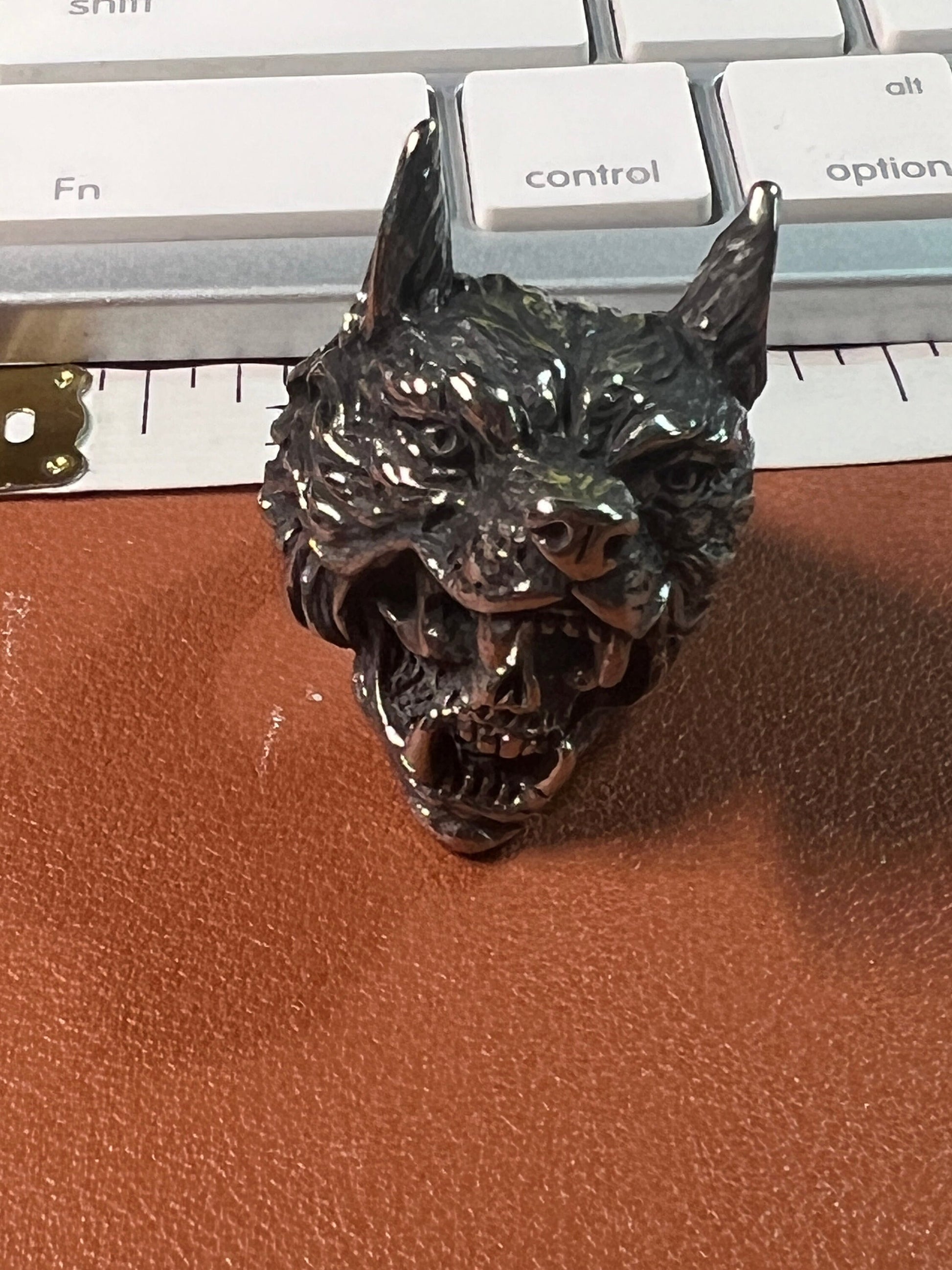 Wolf Skull Warrior Ring, Alloy, Heavy Metal, Rocker, Indigenous, Native American style