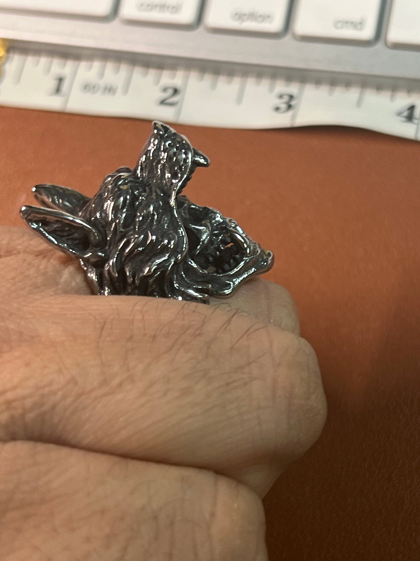 Wolf Skull Warrior Ring, Alloy, Heavy Metal, Rocker, Indigenous, Native American style