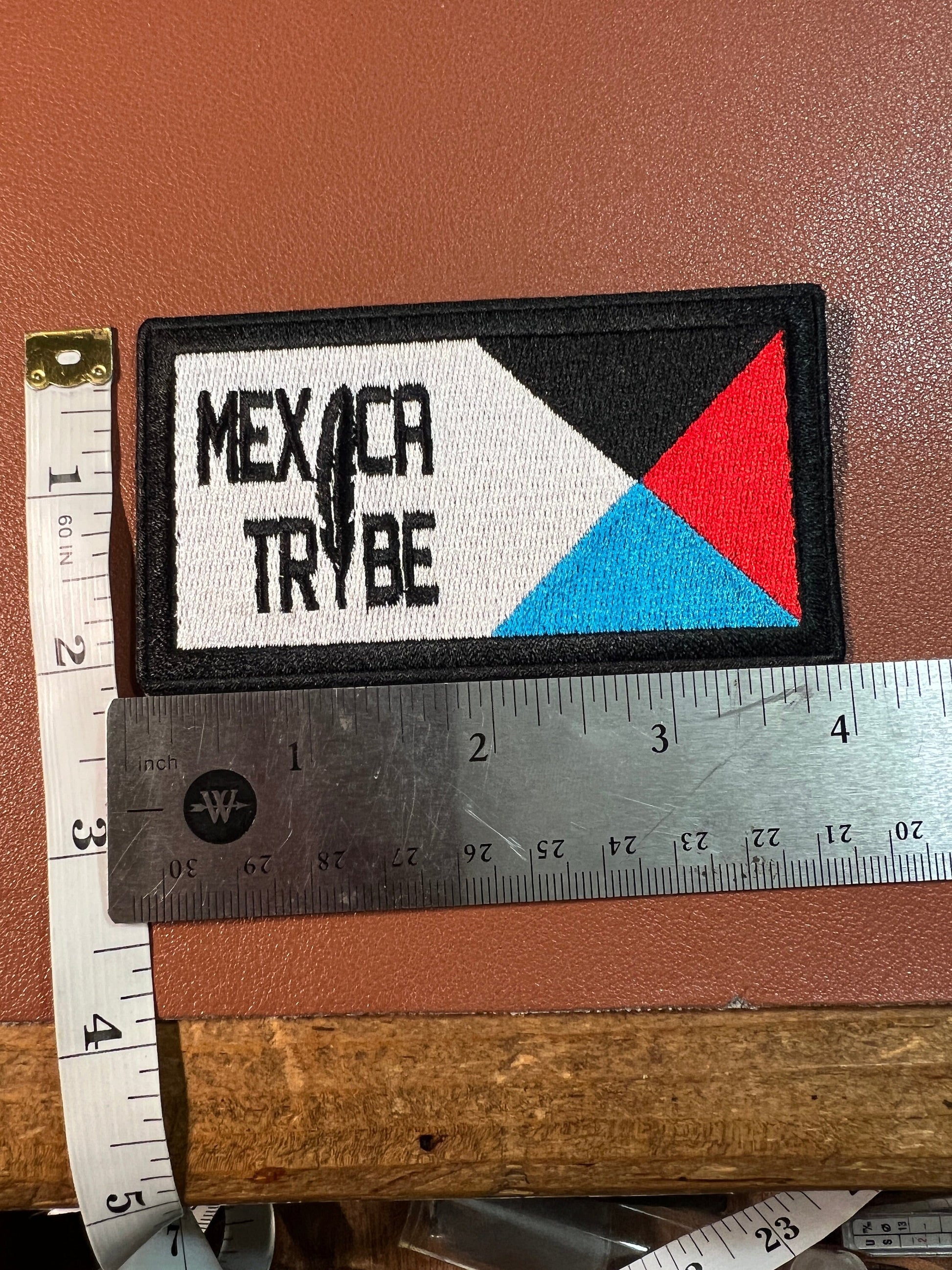 Mexica Tribe patch Tenochtitlan, Feather i, Mexico, Tribal Flag, Eagle atl-tlachinolli water-fire symbol, 4 color directions iron-on patches