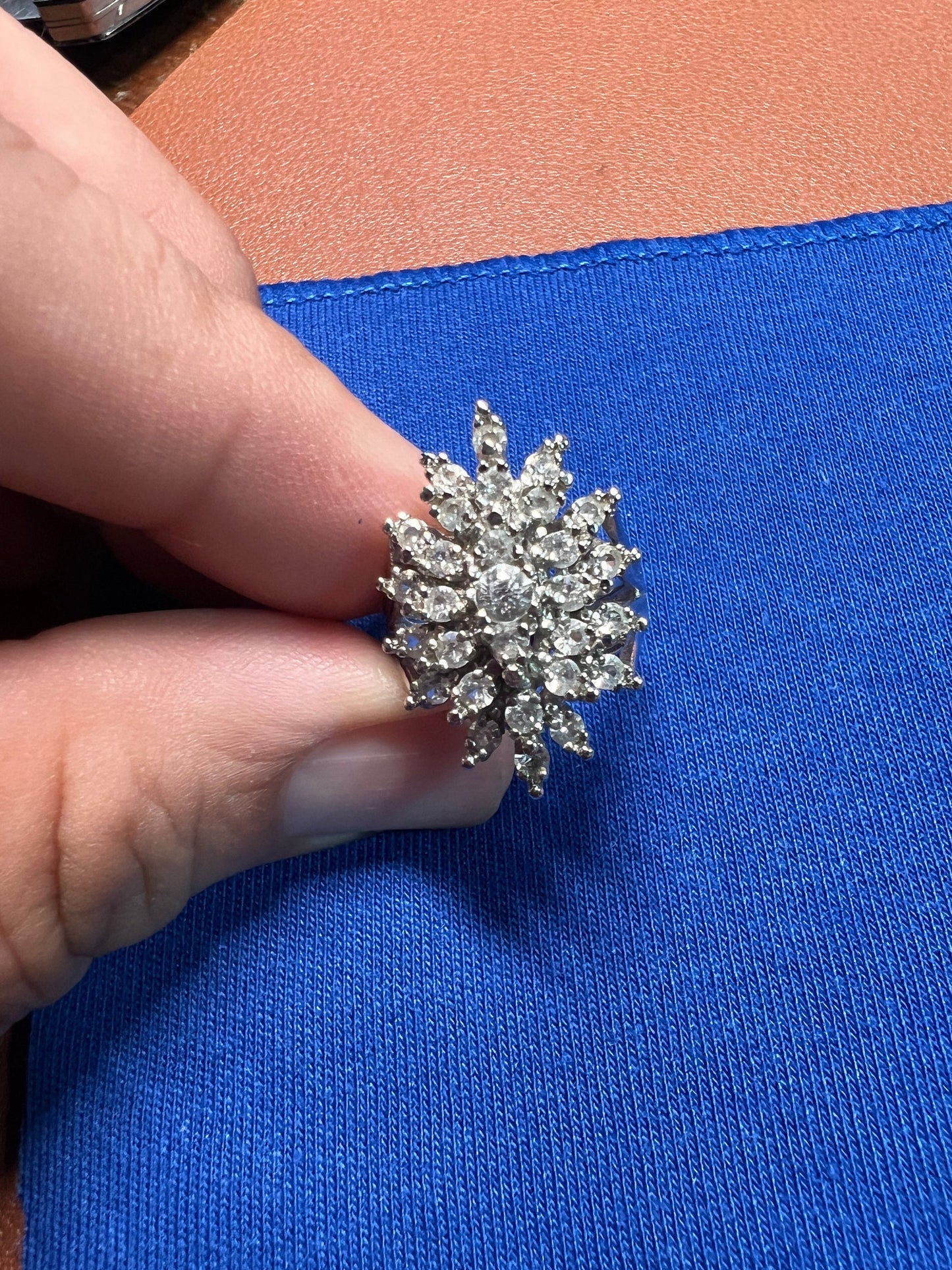 Vintage Sterling Silver Women's Ring with Costume Diamonds