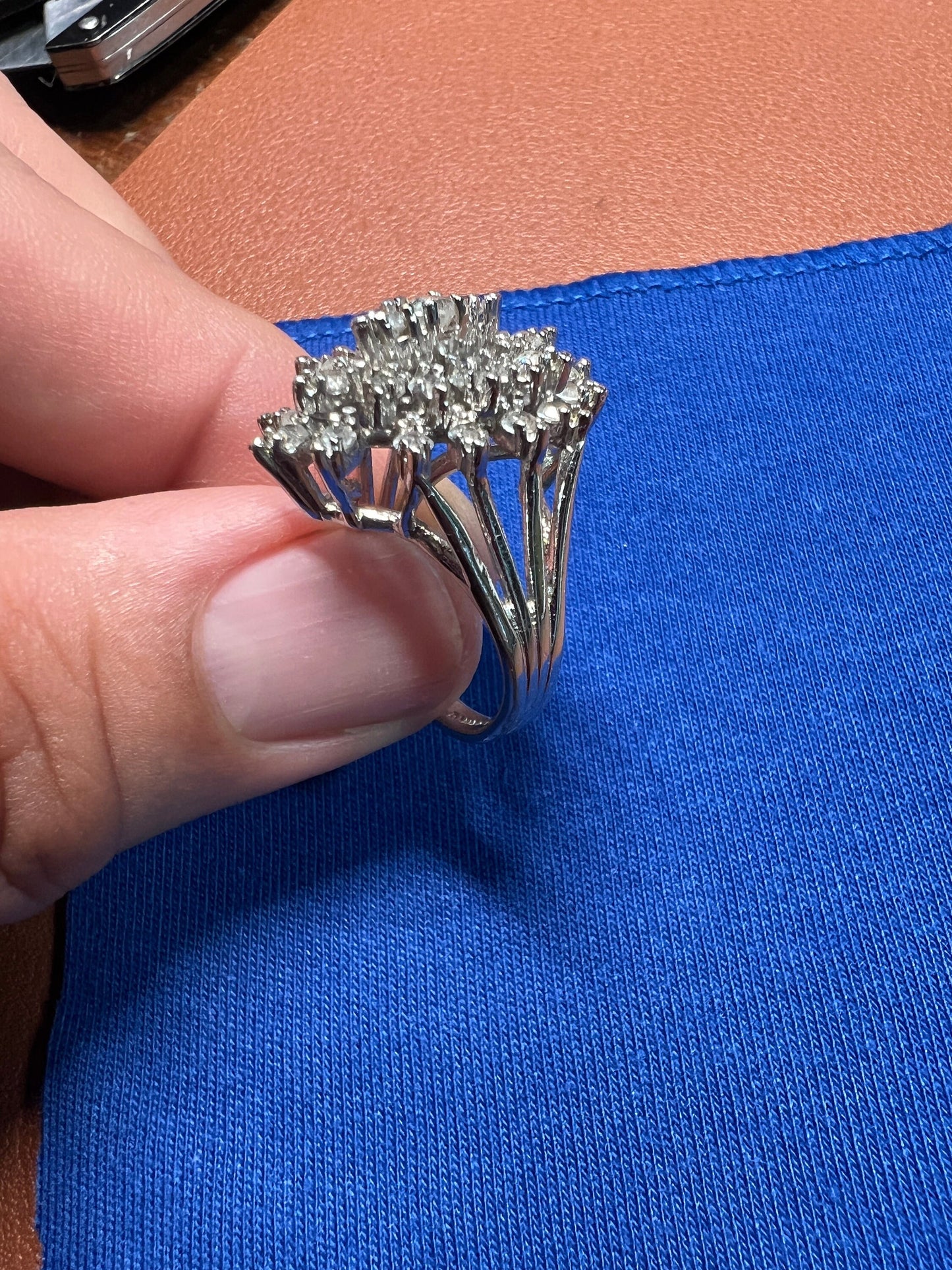 Vintage Sterling Silver Women's Ring with Costume Diamonds