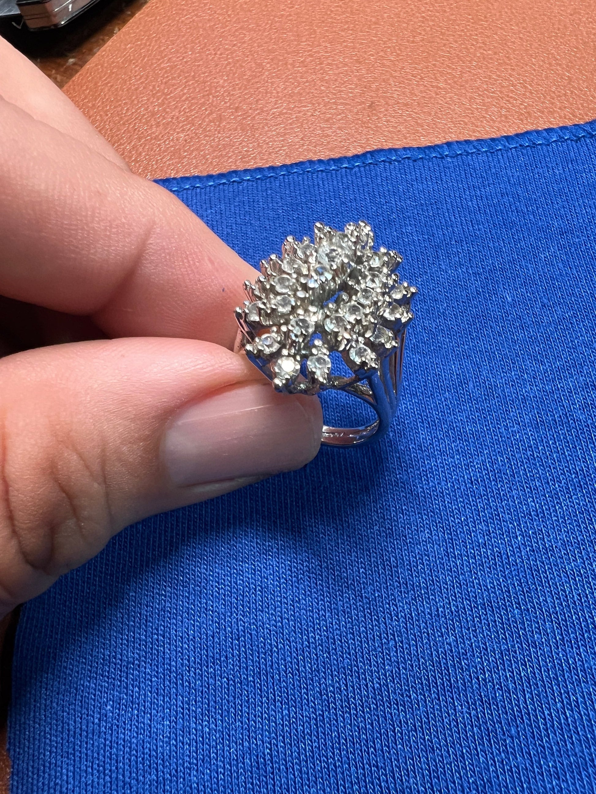 Vintage Sterling Silver Women's Ring with Costume Diamonds