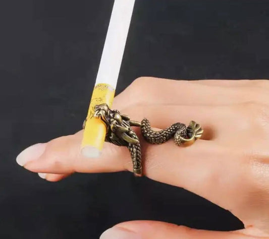 Quetzalcoatl Cigarette Holder Ring, Kukulkan, Dragon, Serpent Rings (#8)