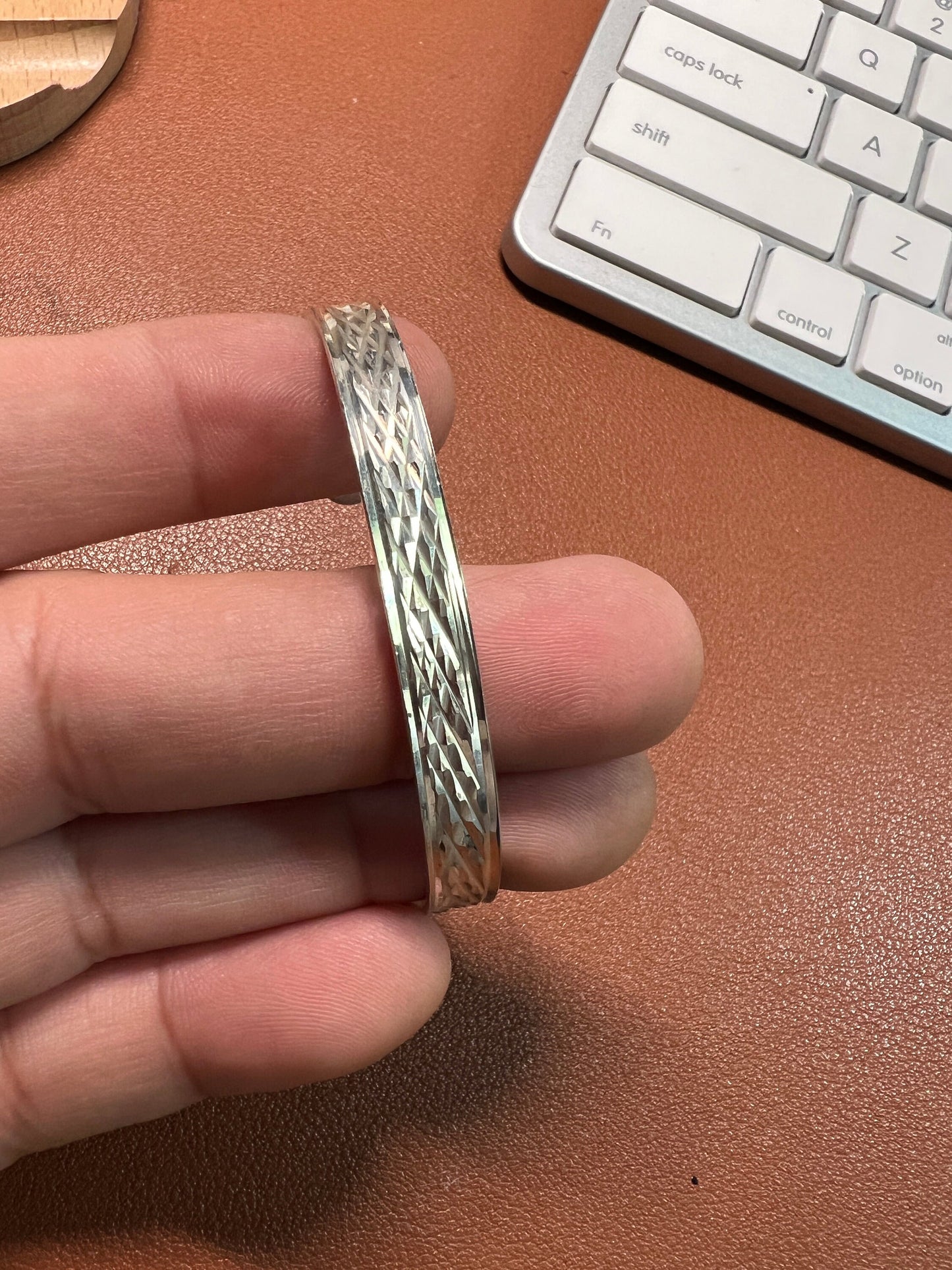 Women's Sterling Silver Wrist Cuff Bangle, Mexico 925, Vintage (#1)