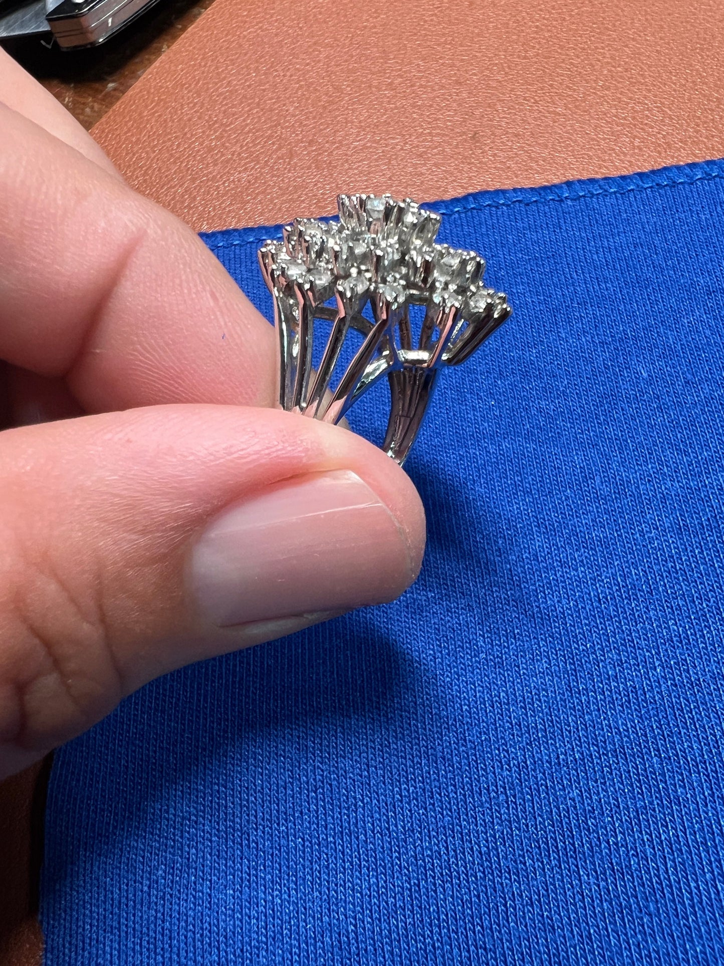 Vintage Sterling Silver Women's Ring with Costume Diamonds