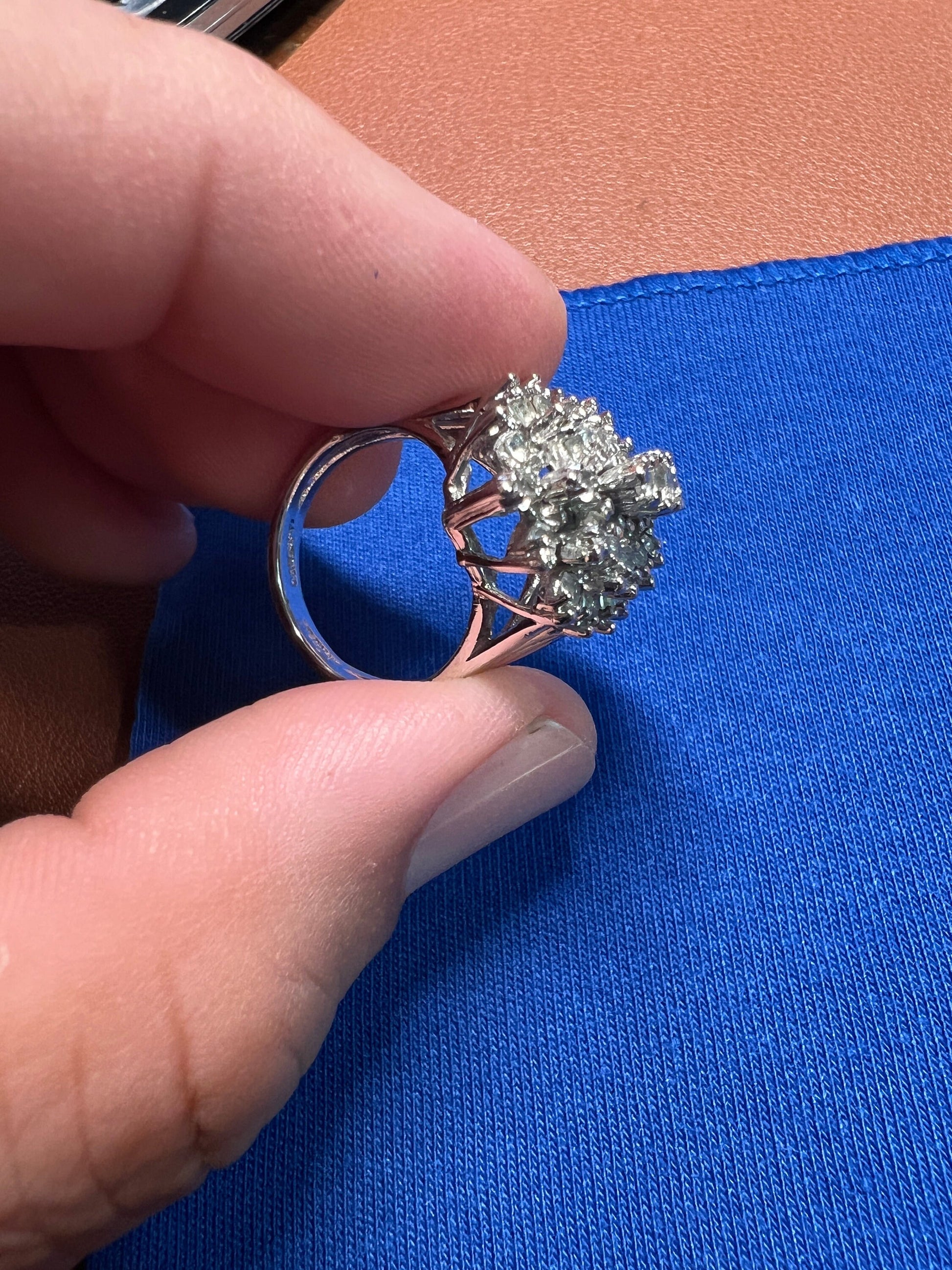 Vintage Sterling Silver Women's Ring with Costume Diamonds