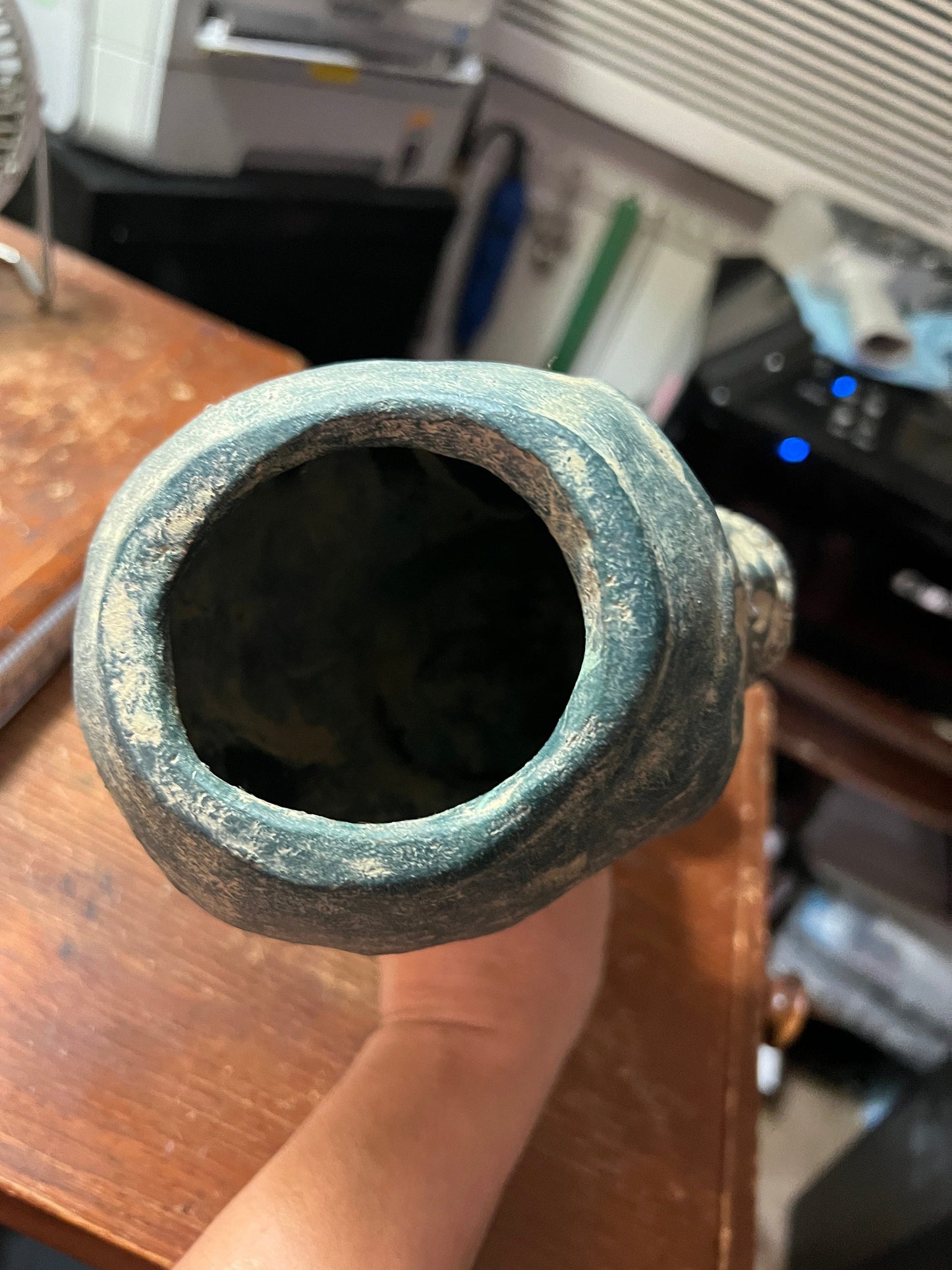 Mictlantecuitli Incense Burner, Clay, Mexican, Mexica, Azteca, Native American, Dark Green 10"