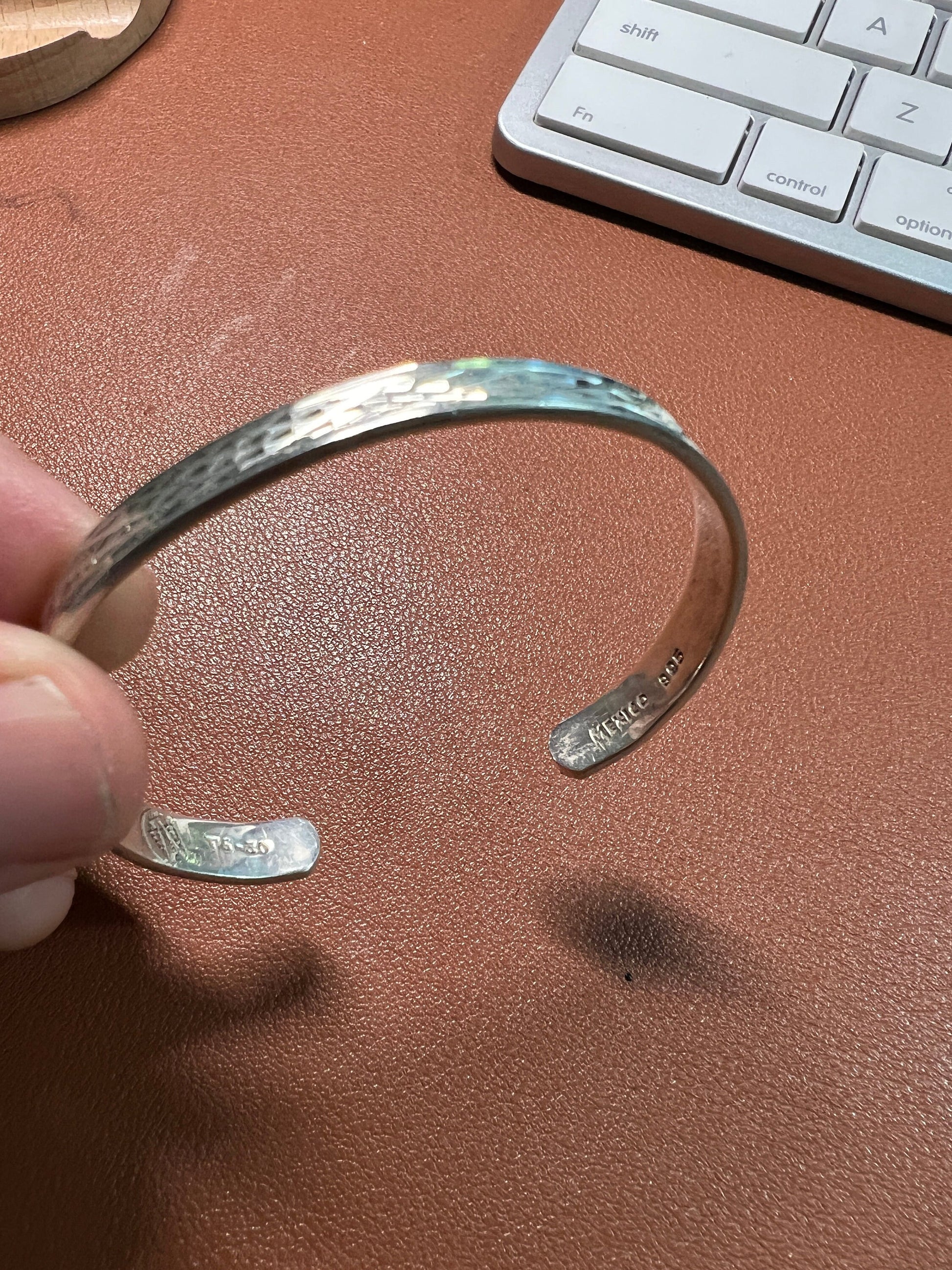 Women's Sterling Silver Wrist Cuff Bangle, Mexico 925, Vintage (#1)