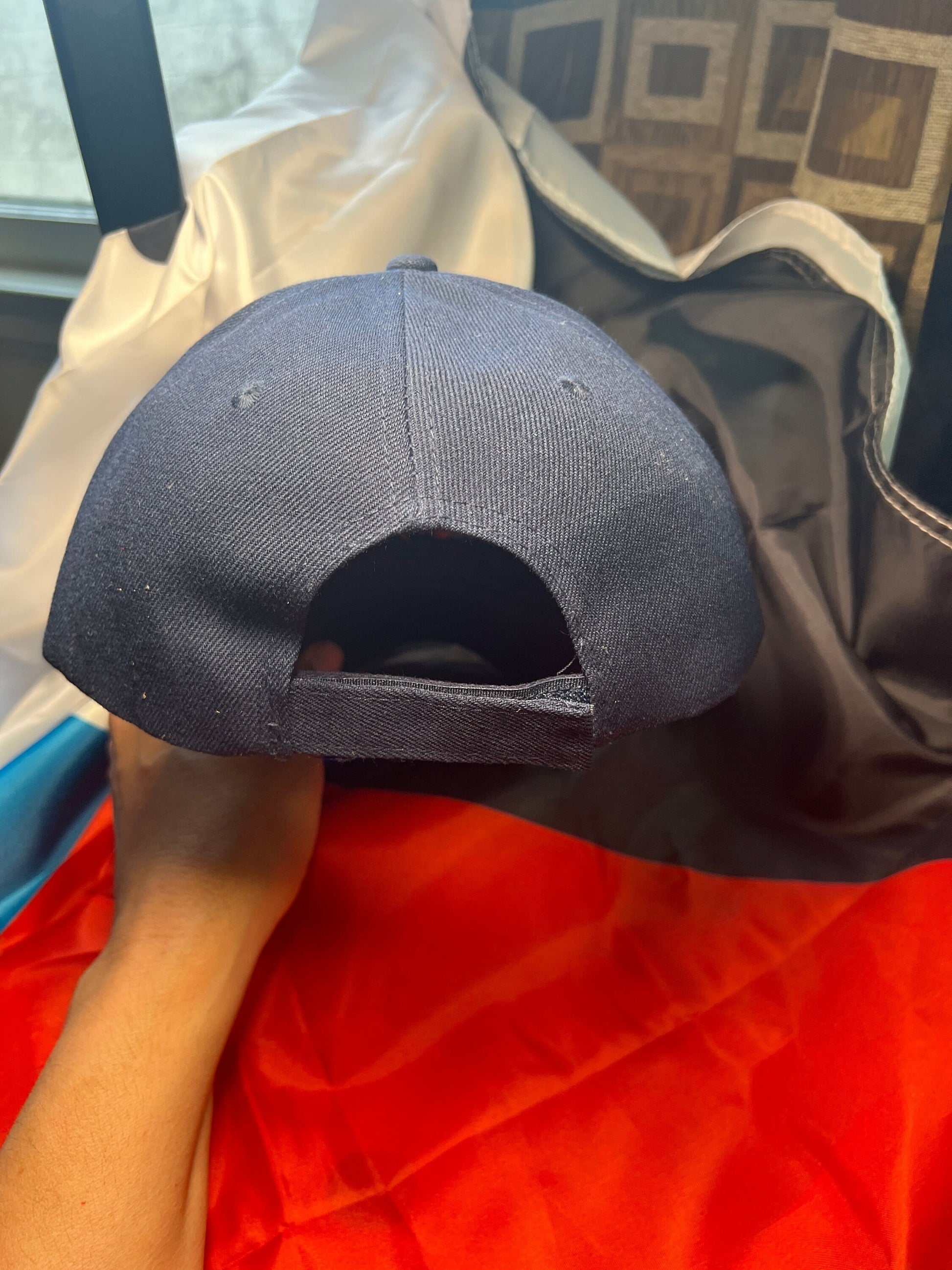 Native Pride Cap, Featuring the Eagle and Ring of Feathers, Navy Blue (One Size Fits Most) velcro adjustable strap