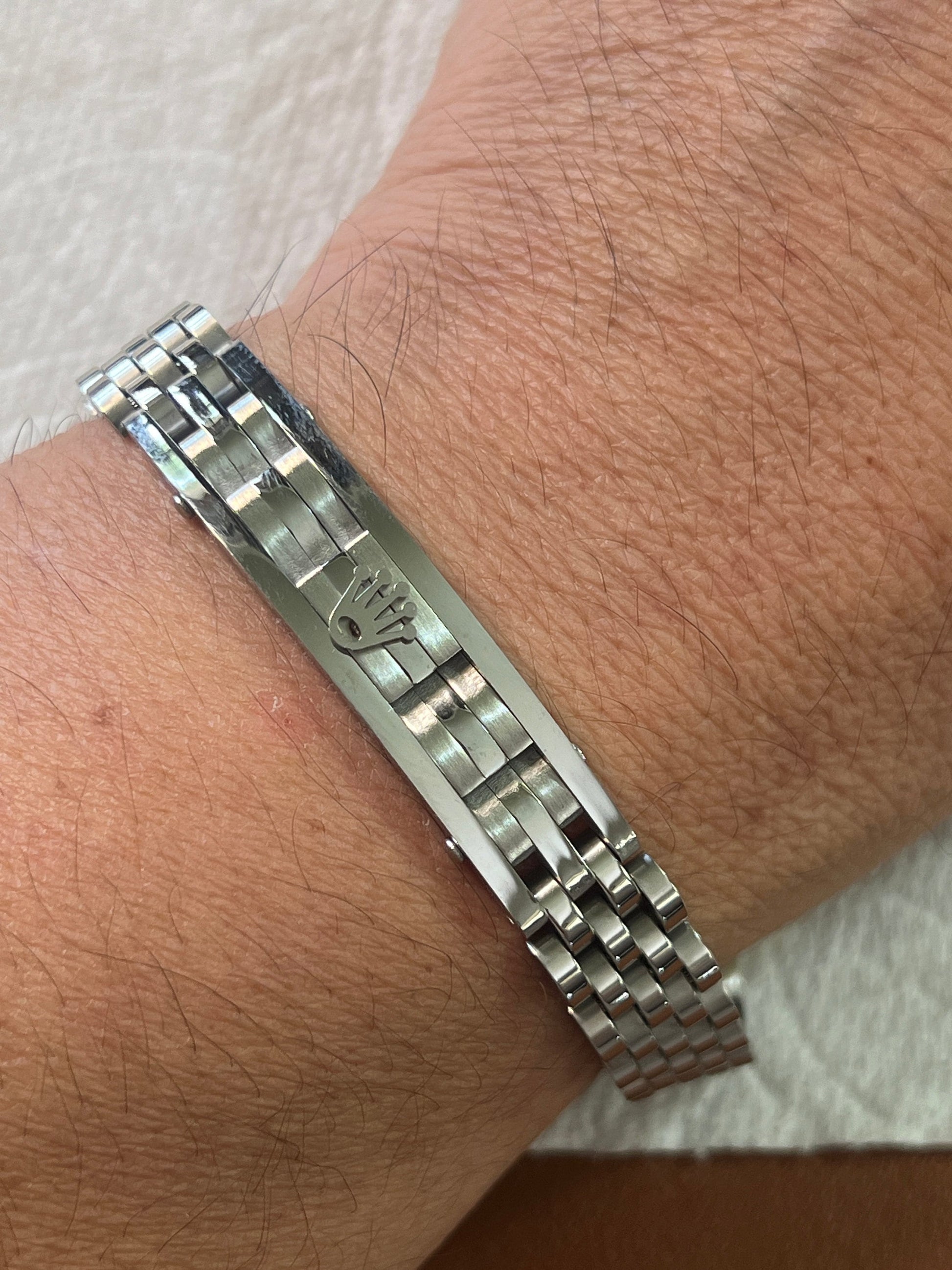 Fashion Mens 8MM Stainless Steel Chain Crown Bracelets for Women Unisex Wrist Jewelry Punk Metal Hip Hop Couple Jewelry (#5)