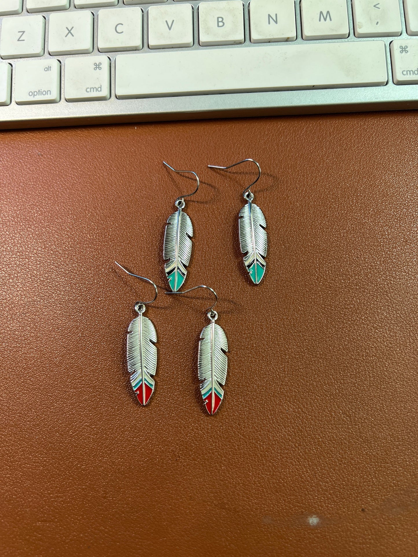 Native American Style Silver Tone Feather Ethnic Boho Dangle Drop Earrings Jewelry (#5)