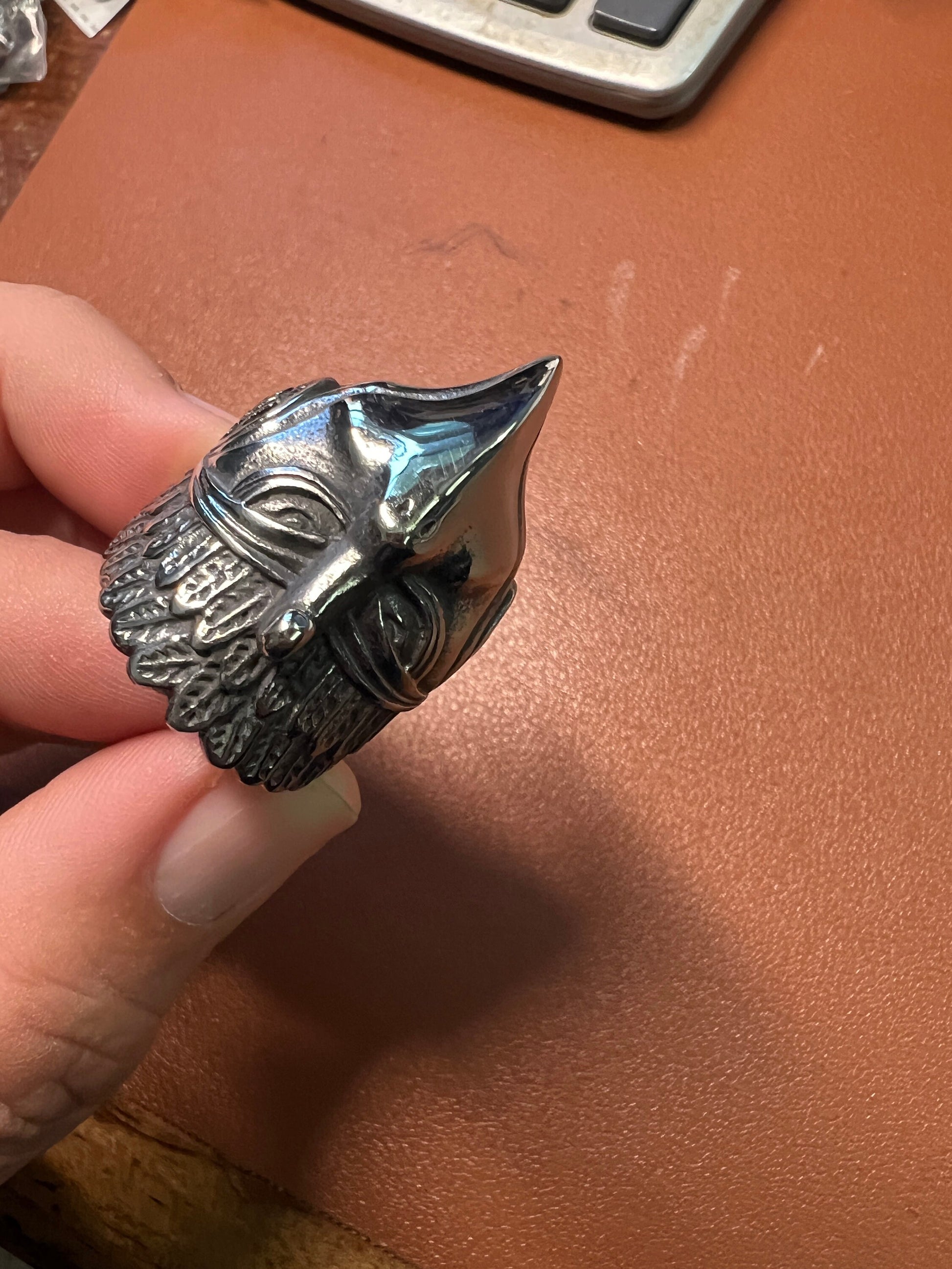 Aztec Eagle Warrior Ring, Metal Alloy, Mexica Rings, Indigenous Native American (#8)