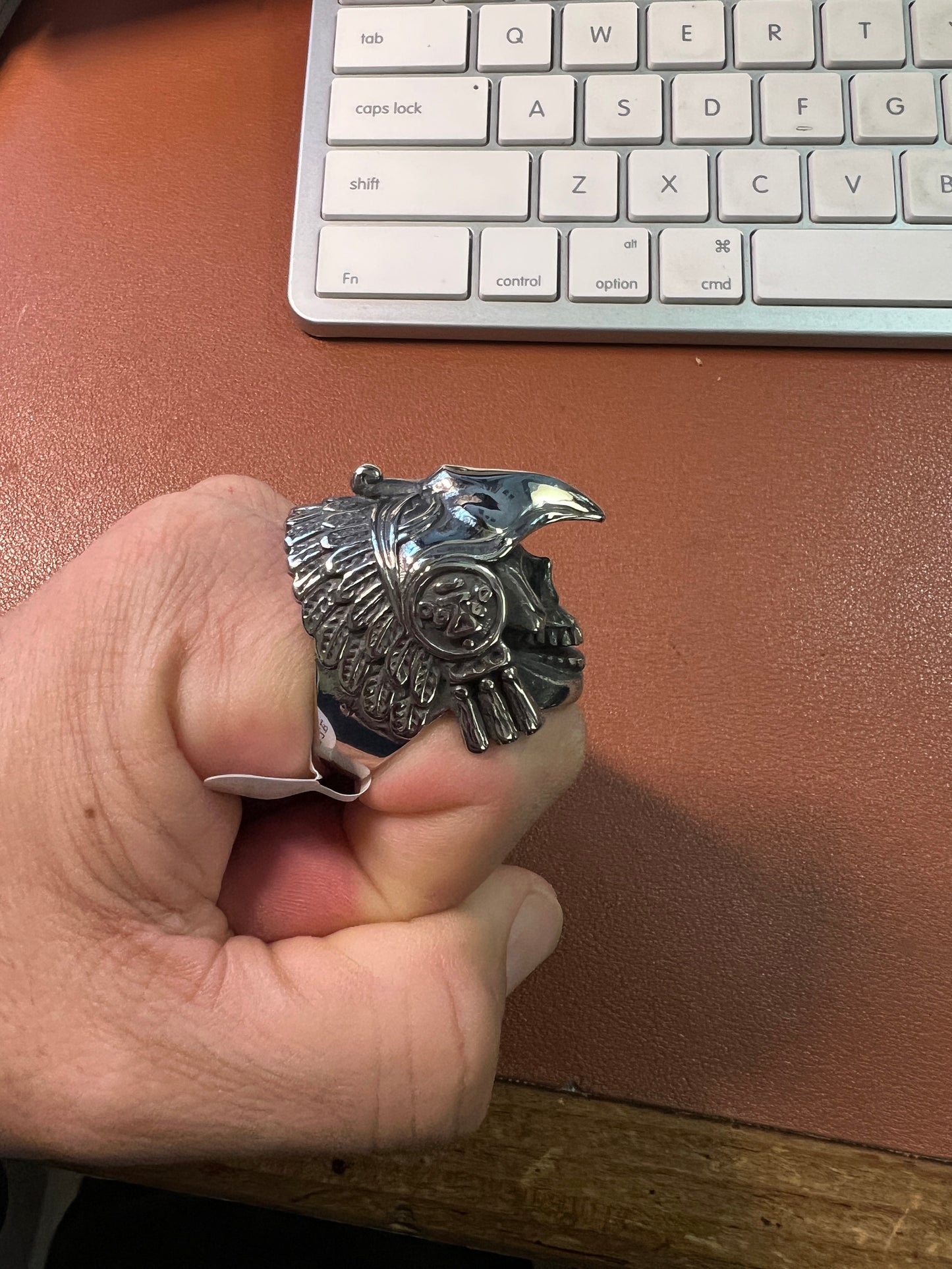 Aztec Eagle Warrior Ring, Metal Alloy, Mexica Rings, Indigenous Native American (#8)