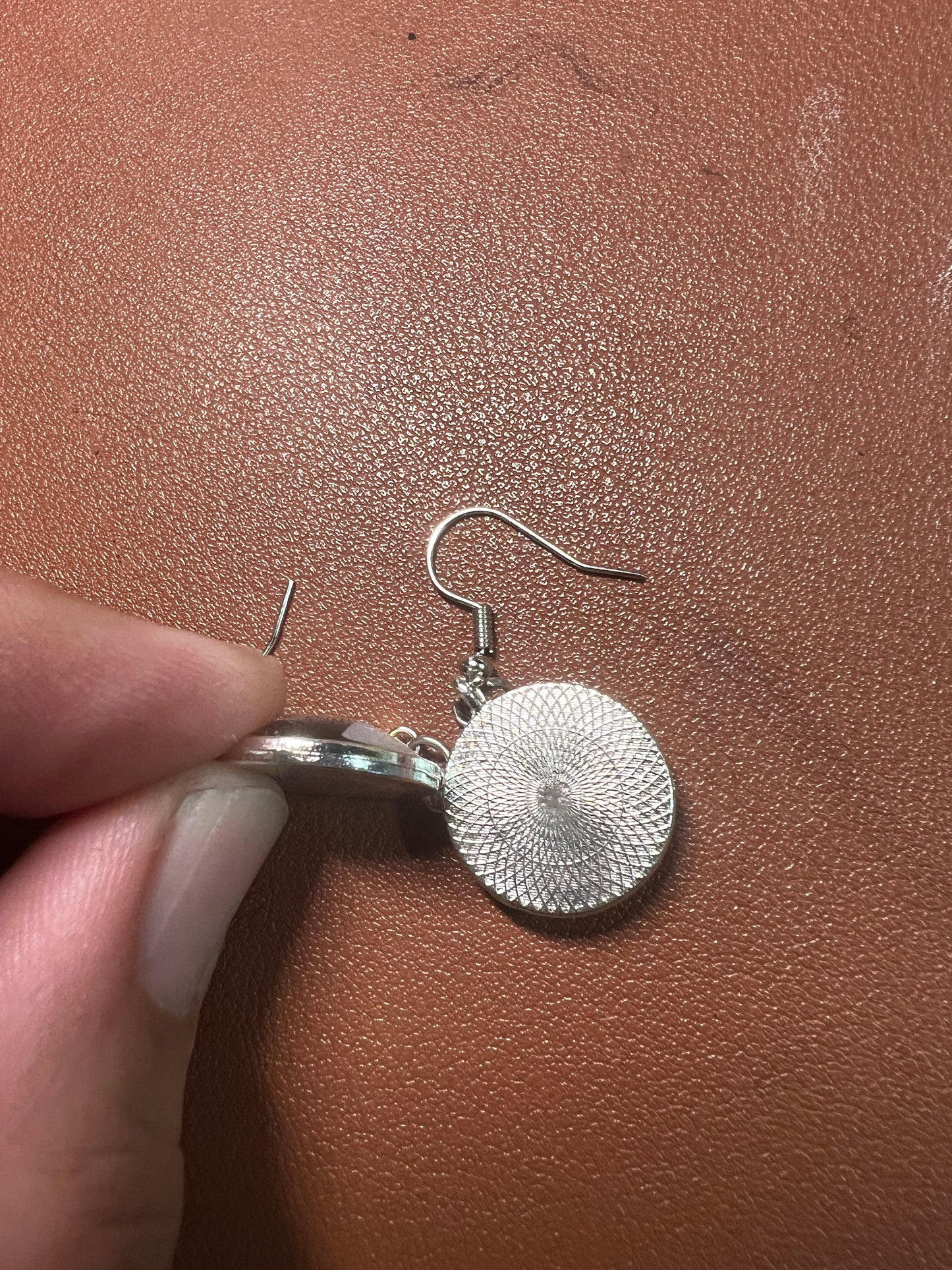 Native American Style Silver Tone Solid Print 4 Direction Wheel Dangle Drop Earrings Jewelry (#4)