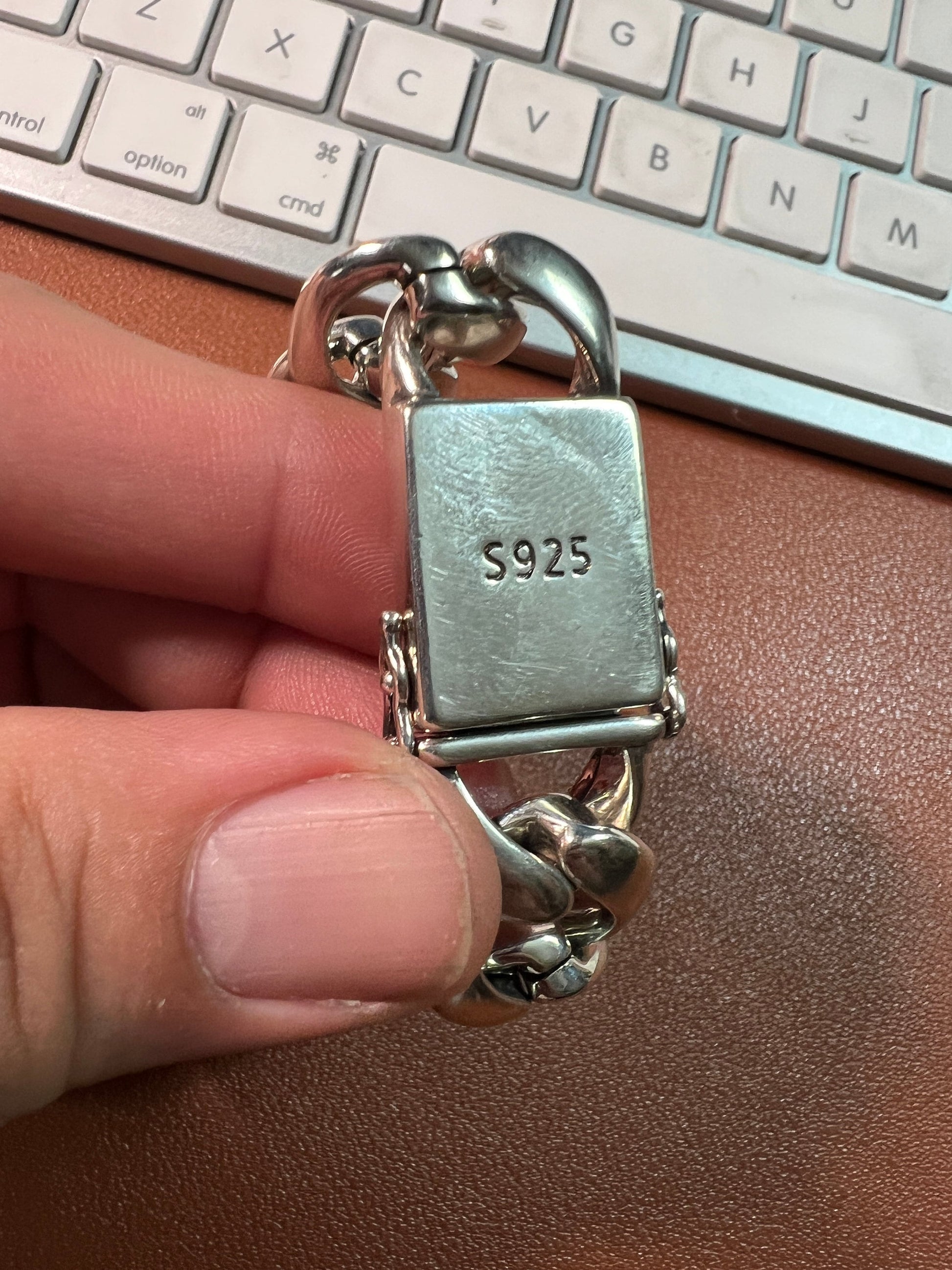 Domineering Thick Cuban Chain Link S925 Sterling Silver Bracelet Men's Trendy Punk European American Hip Hop Wide Version (#1)