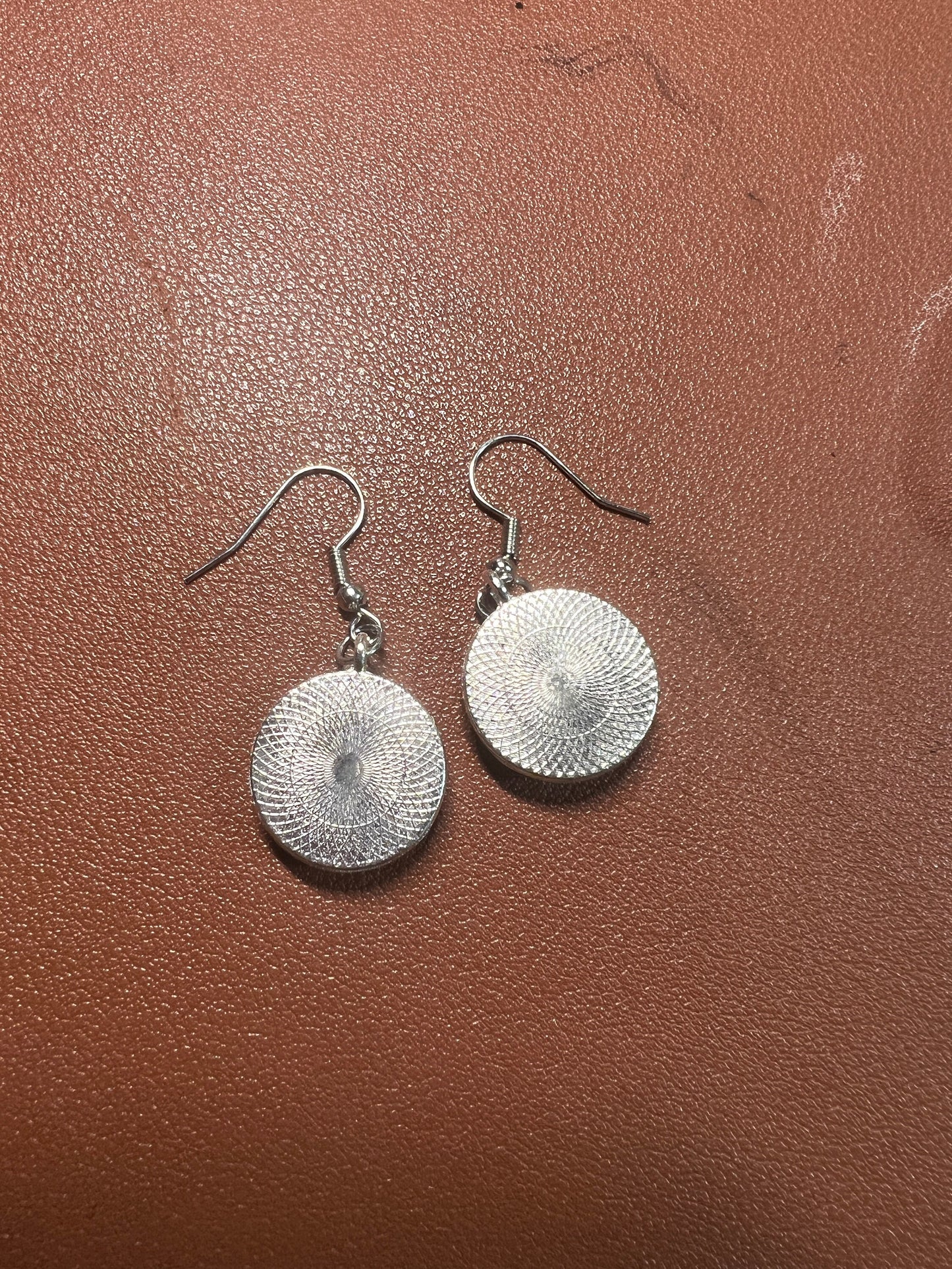 Native American Style Silver Tone Solid Print 4 Direction Wheel Dangle Drop Earrings Jewelry (#4)