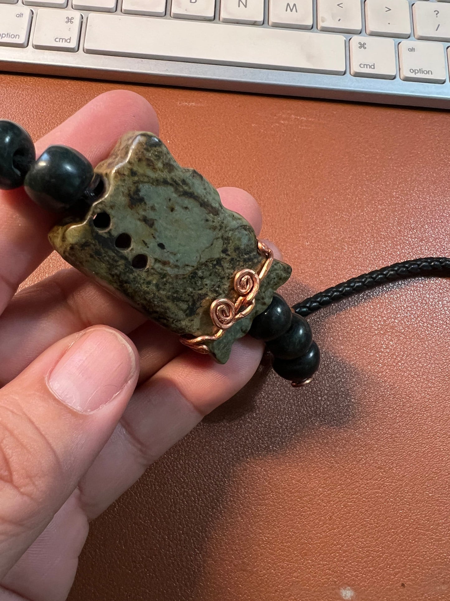 Jade Quetzalcoatl Feathered Serpent Necklace, Kukulkan Mayan Plumed Serpent Necklaces, 28", Mexica, Aztec, Mexico (#A)