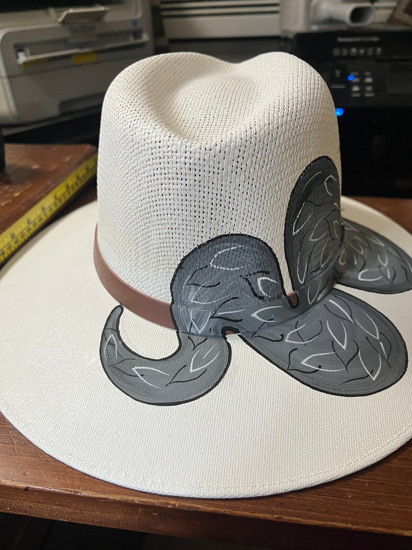 Hat, Quetzalcoatl, Aztec Plumed Serpent, White Straw Hat, Fedora, Beach Hat, Medium