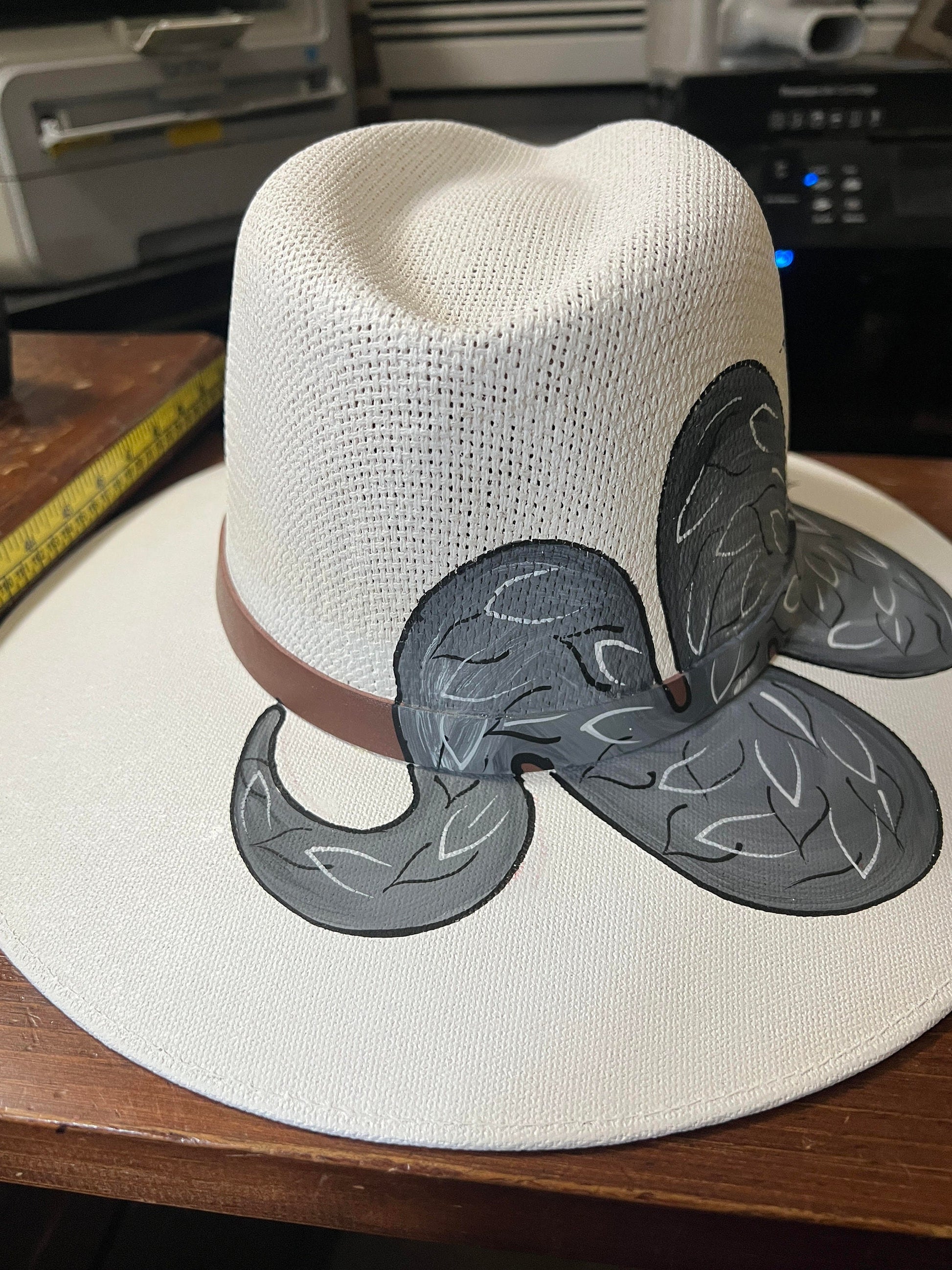 Hat, Quetzalcoatl, Aztec Plumed Serpent, White Straw Hat, Fedora, Beach Hat, Medium