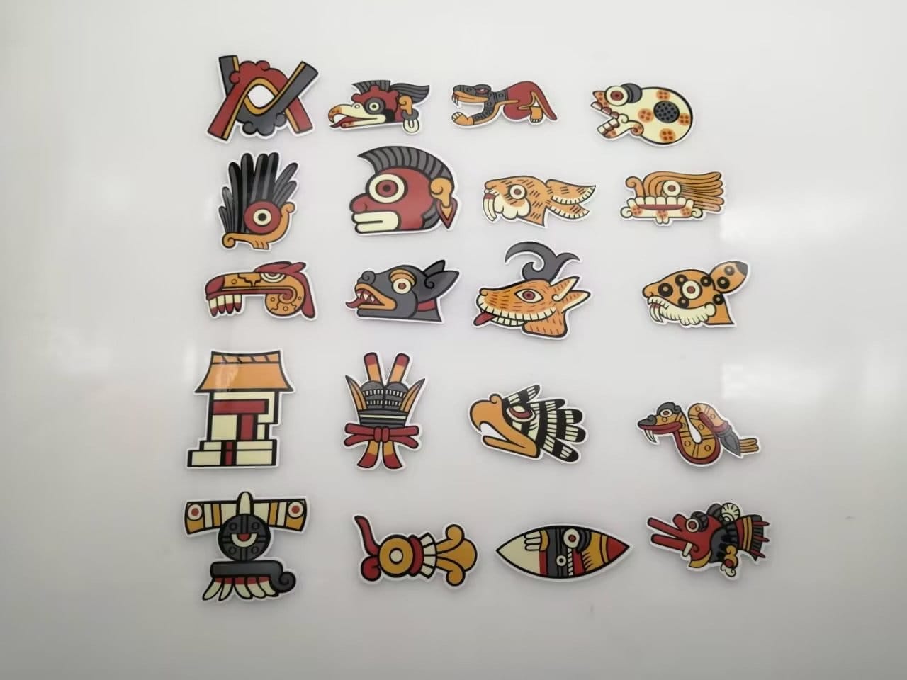 SET of all 20 Aztec Day Sign Decals, 2", Azteca Symbols, Ancient Gods Stickers, Mexica Mythology (#9)