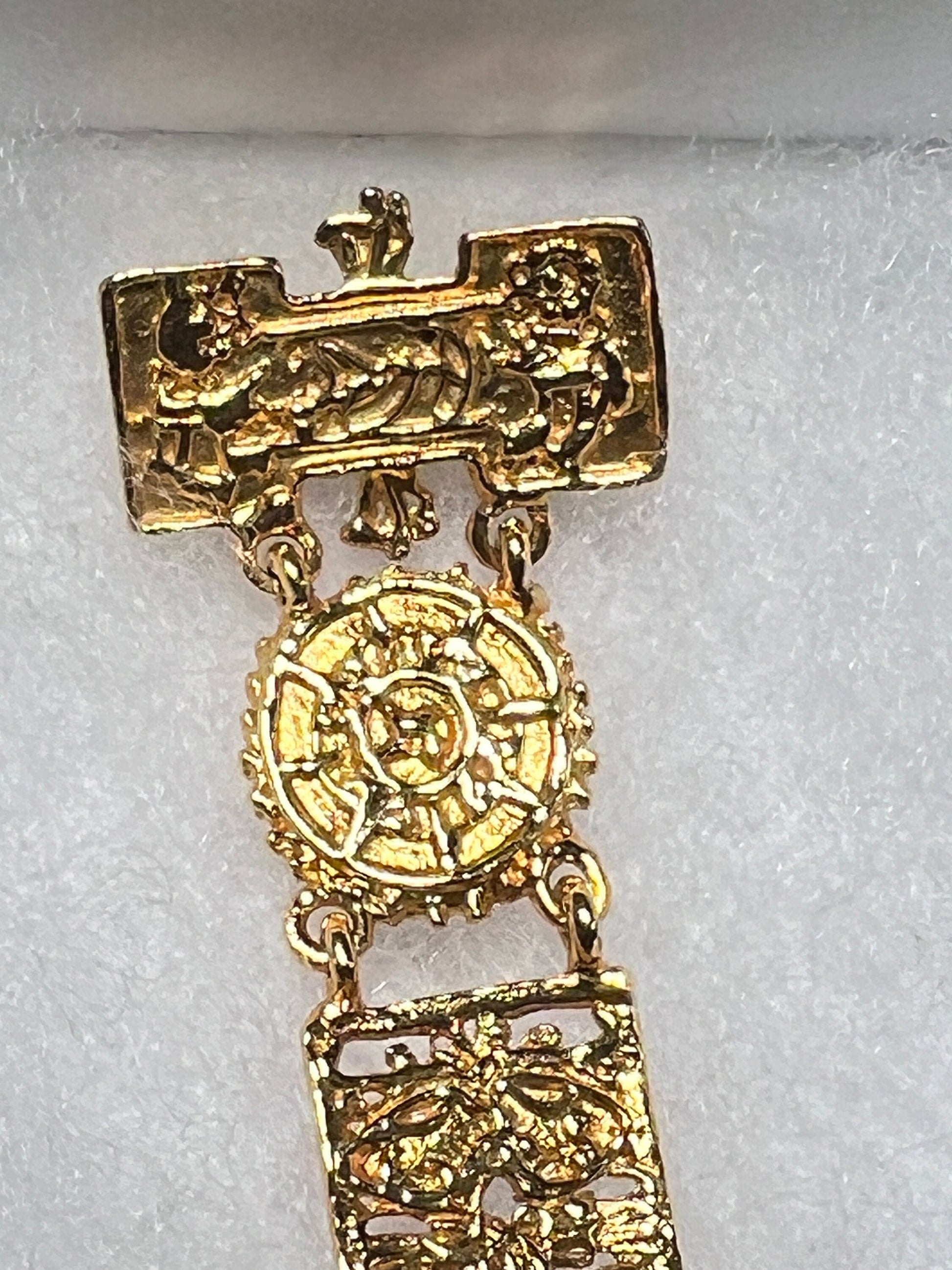 Excellent Rare Vintage Aztec Gold Plated Alloy Pin Brooch, by Salvador Teran for Marbel SA Mexico 1950s (#4)