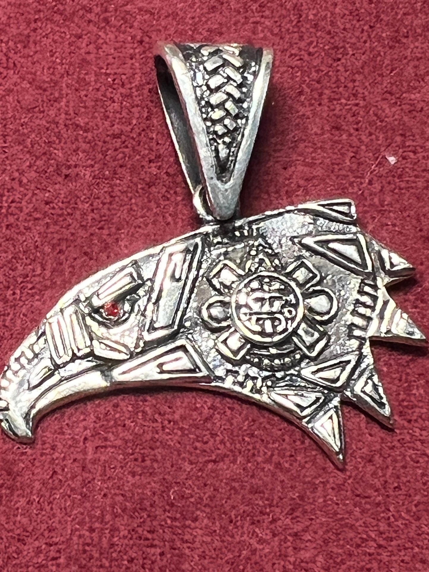 Mexican "Hecho en Mexico" Eagle, sterling silver, ft. Aztec Tonatiuh, backside Mexica Quetzalcoatl (#11)