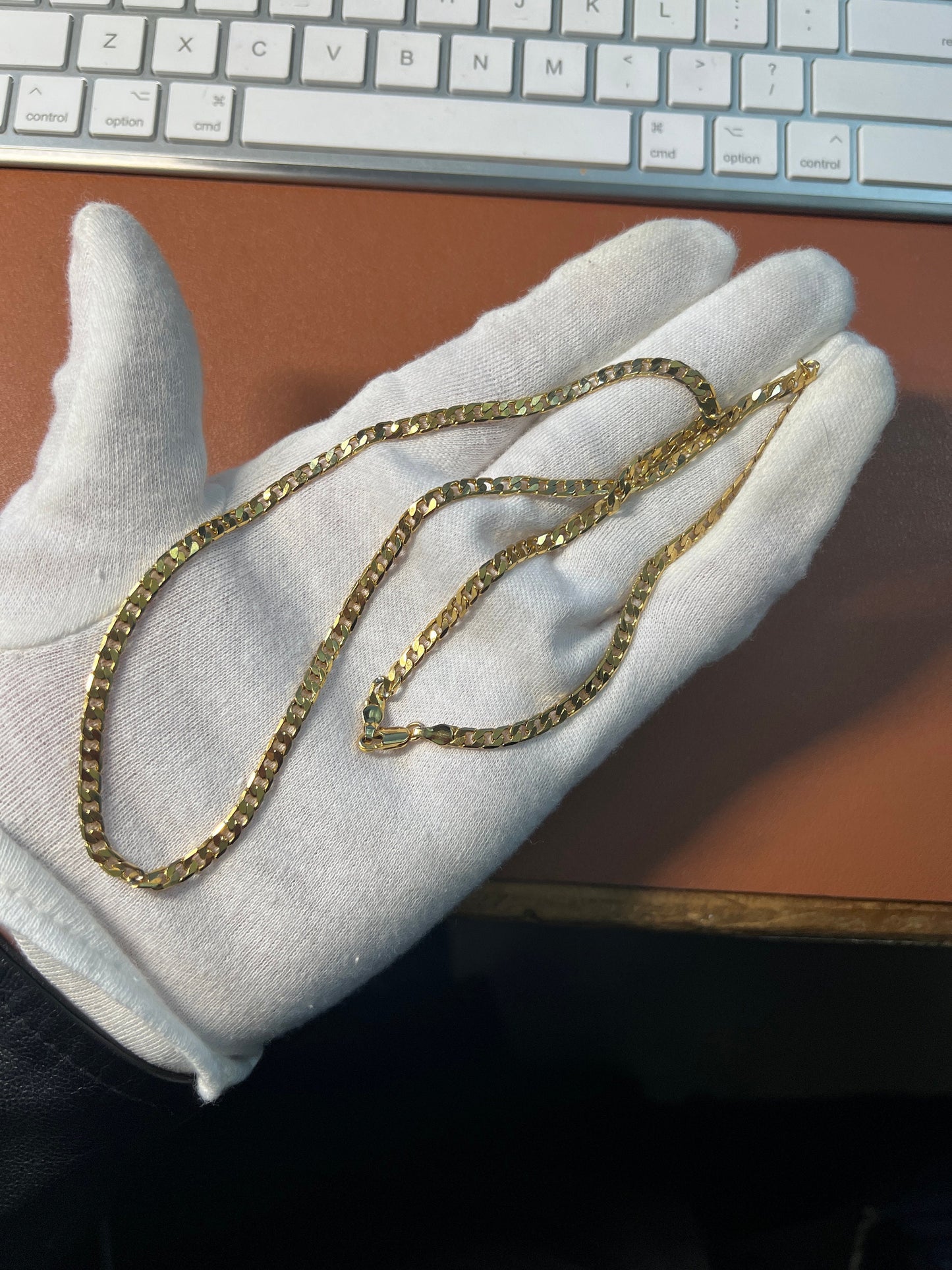 Fashion Cuban Link Chain, Electro-Gold Plated over alloy, 24", 3.75mm, costume jewelry (#1)