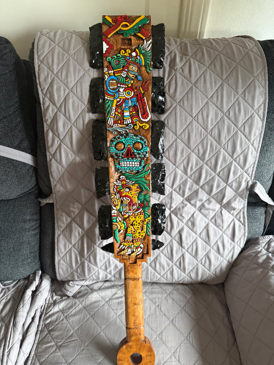Large Aztec Macuahuitl Tezcatlipoca, Jaguar Warrior, Sword Club, Mexican Mexico