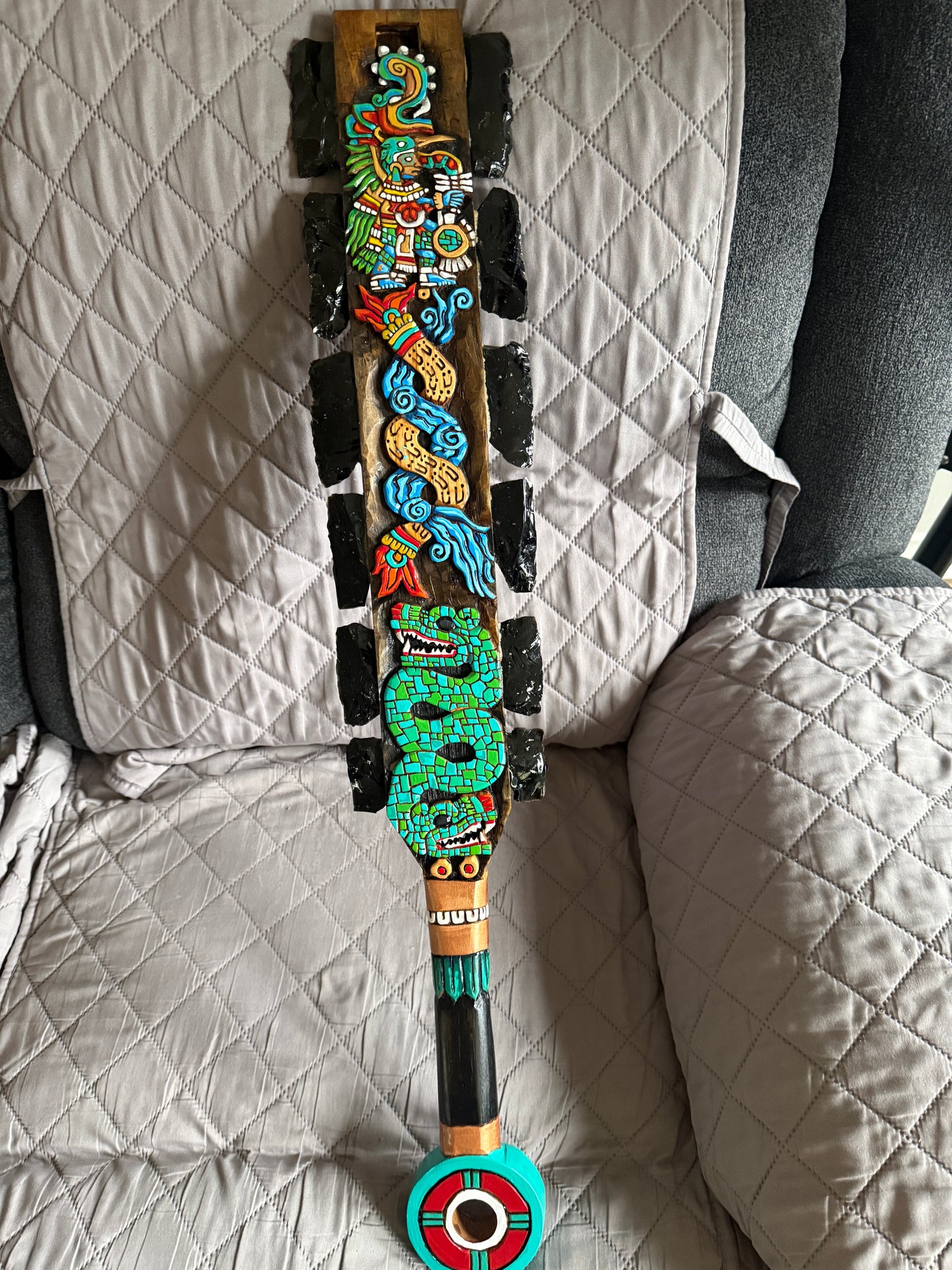 Large Aztec Macuahuitl Huitzilopochtli, Hummingbird Warrior, Sword Club, Mexican