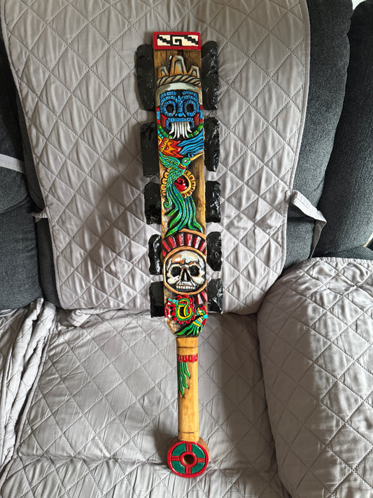 Large Aztec Macuahuitl Tlaloc Mictlantecuhtli Huitzilopochtli Sword War Club MEX
