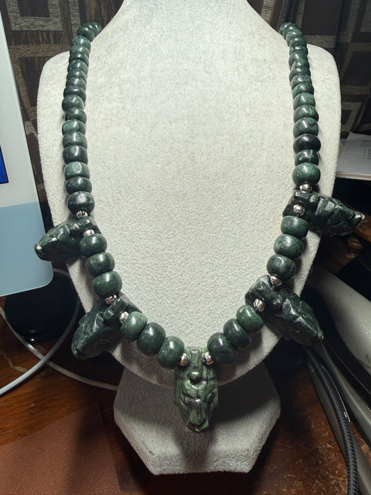 Head Hunter Mayan Necklace, Guatemalteco Marble, Mexico, Indigenous, Tribal #36