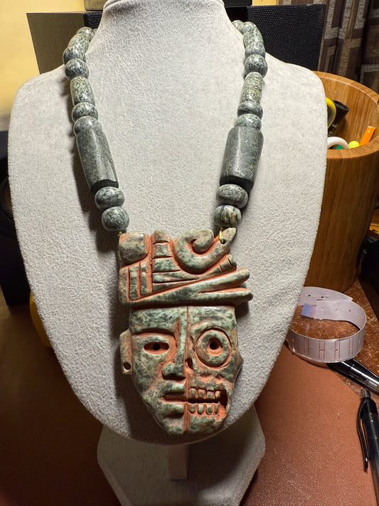 Granite Life and Death Necklace, Dualidad, Beaded, Indigenous Ancient Mexico, Mexican #15