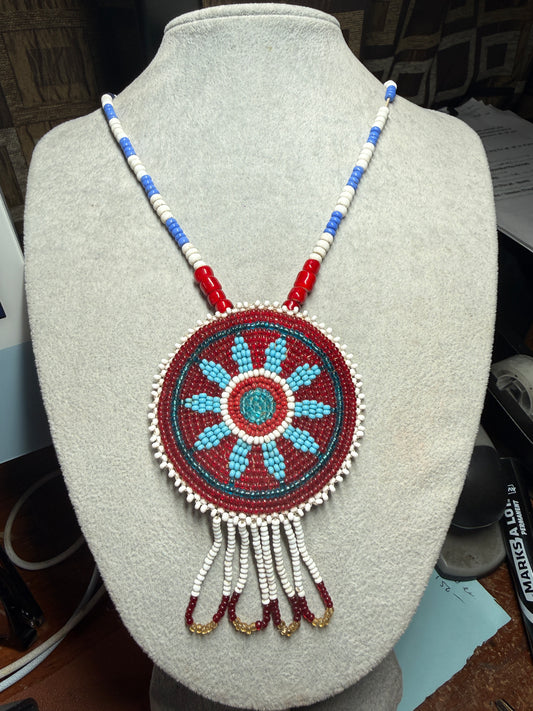 Tribal Native American Style dream catcher Handmade Beaded Necklace Pendant USA (Xa39)