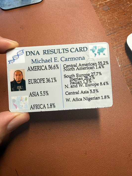 DNA Results Summary Cards, Novelty, Not A Valid Form of ID, Blood, Lineage, Heritage, Card