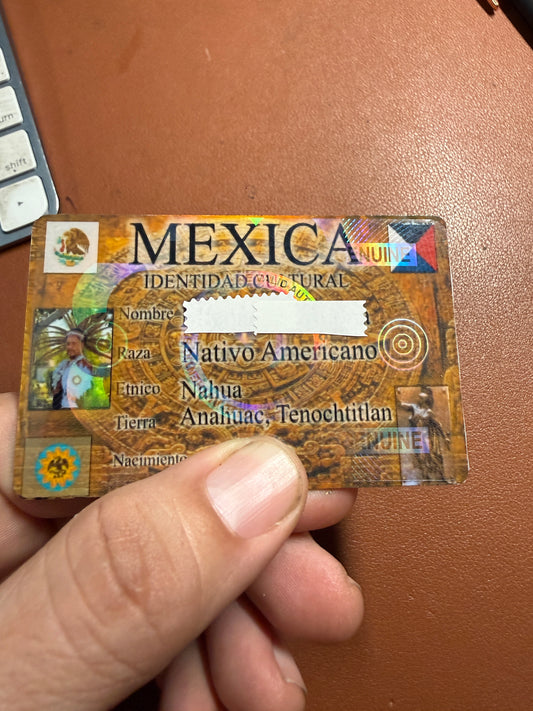 MEXICA CULTURAL IDENTITY CARD, Novelty, Not A Valid Form of ID, Mexican, Mexicans, Mexico (Copy)