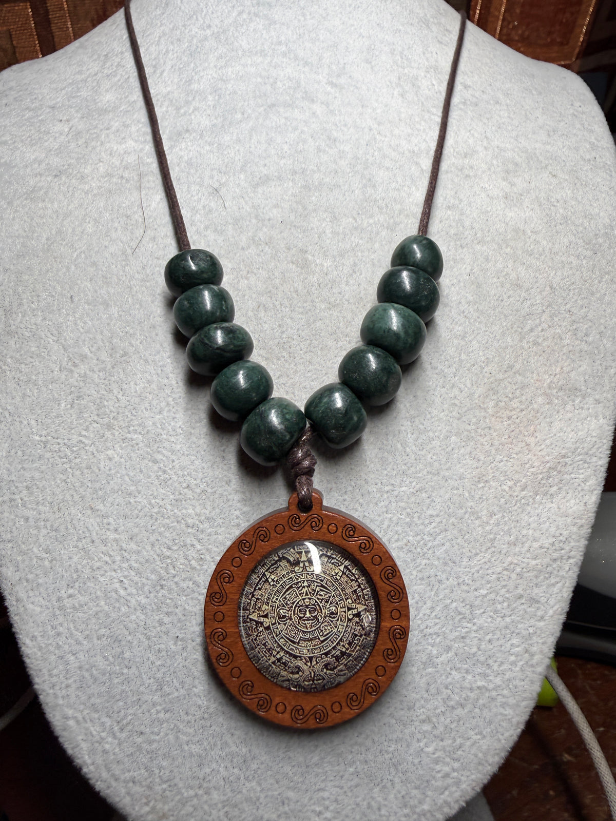 Glow In The Dark Aztec Calendar Pendant, Mexica, Mexico, Mexican, Adjustable, Calendario Azteca, Indigenous, Tonatiuh, Sun Sol Face (#Xa20)