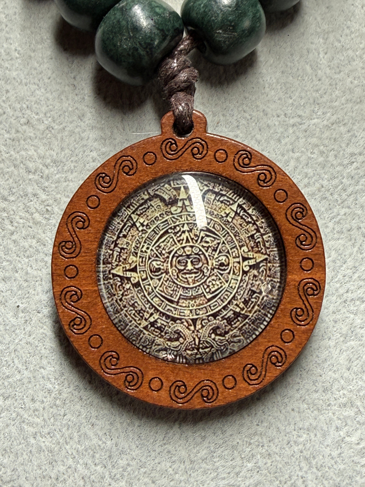 Glow In The Dark Aztec Calendar Pendant, Mexica, Mexico, Mexican, Adjustable, Calendario Azteca, Indigenous, Tonatiuh, Sun Sol Face (#Xa20)