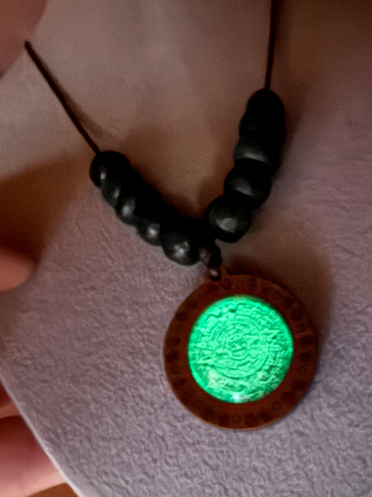 Glow In The Dark Aztec Calendar Pendant, Mexica, Mexico, Mexican, Adjustable, Calendario Azteca, Indigenous, Tonatiuh, Sun Sol Face (#Xa20)