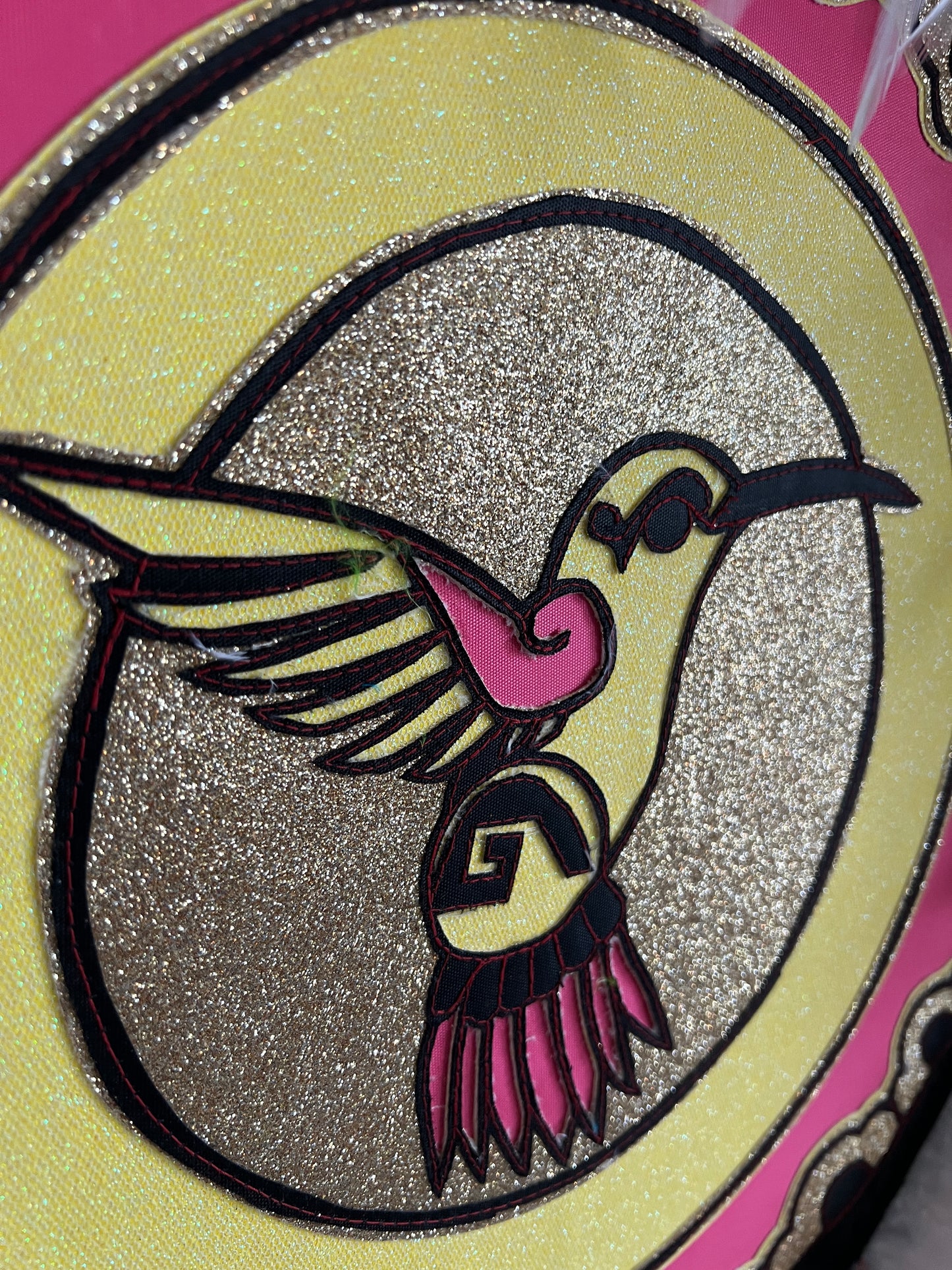 Chimalli Hummingbird Danzante Azteca Dance Shield Huitzilipochtli Feathers, 17", Aztec Pow Wow, Netotiliztli,