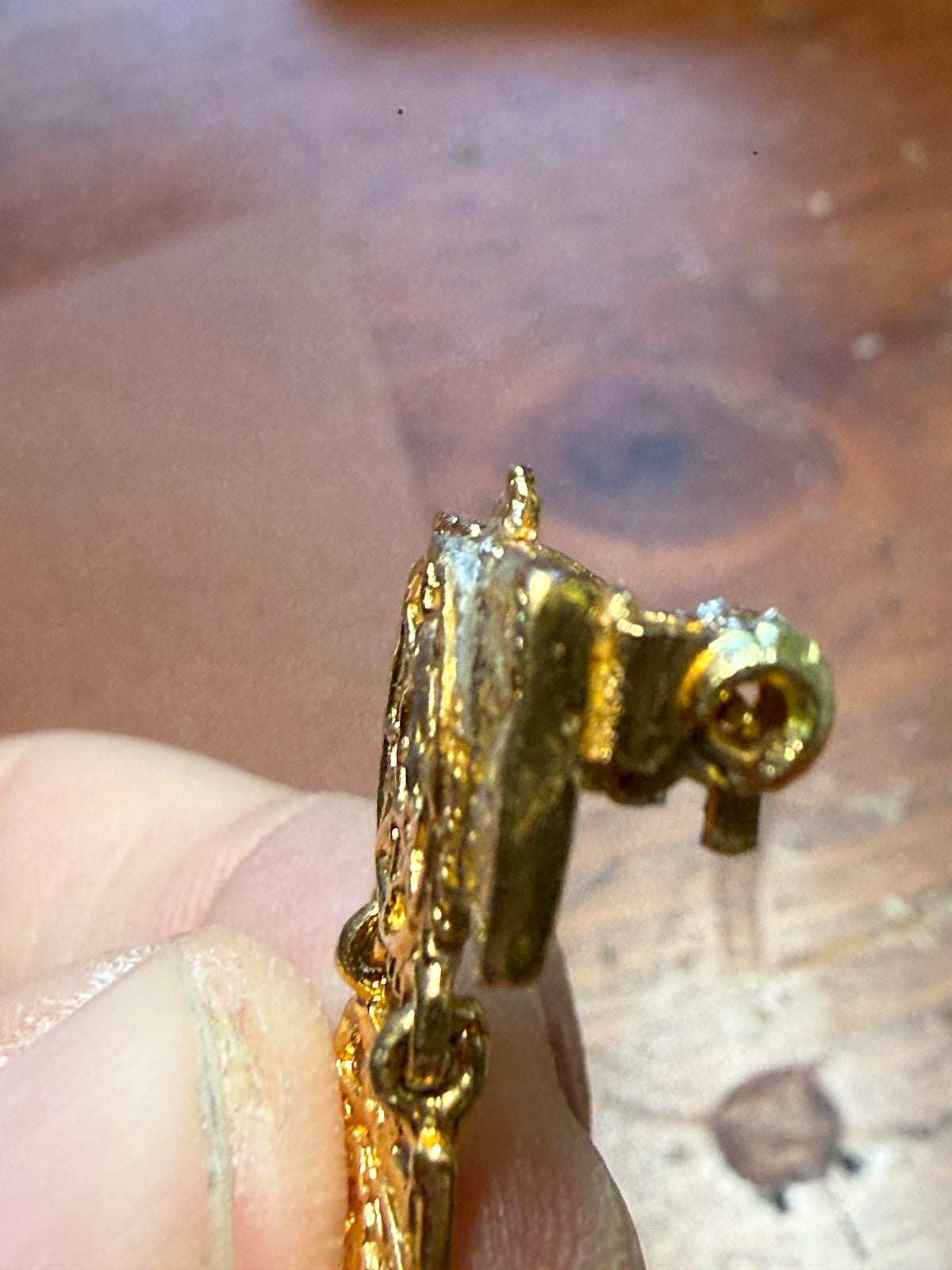 Rare Vintage Aztec Gold Plated Pin Brooch, Salvador Teran Marbel reconstructed H