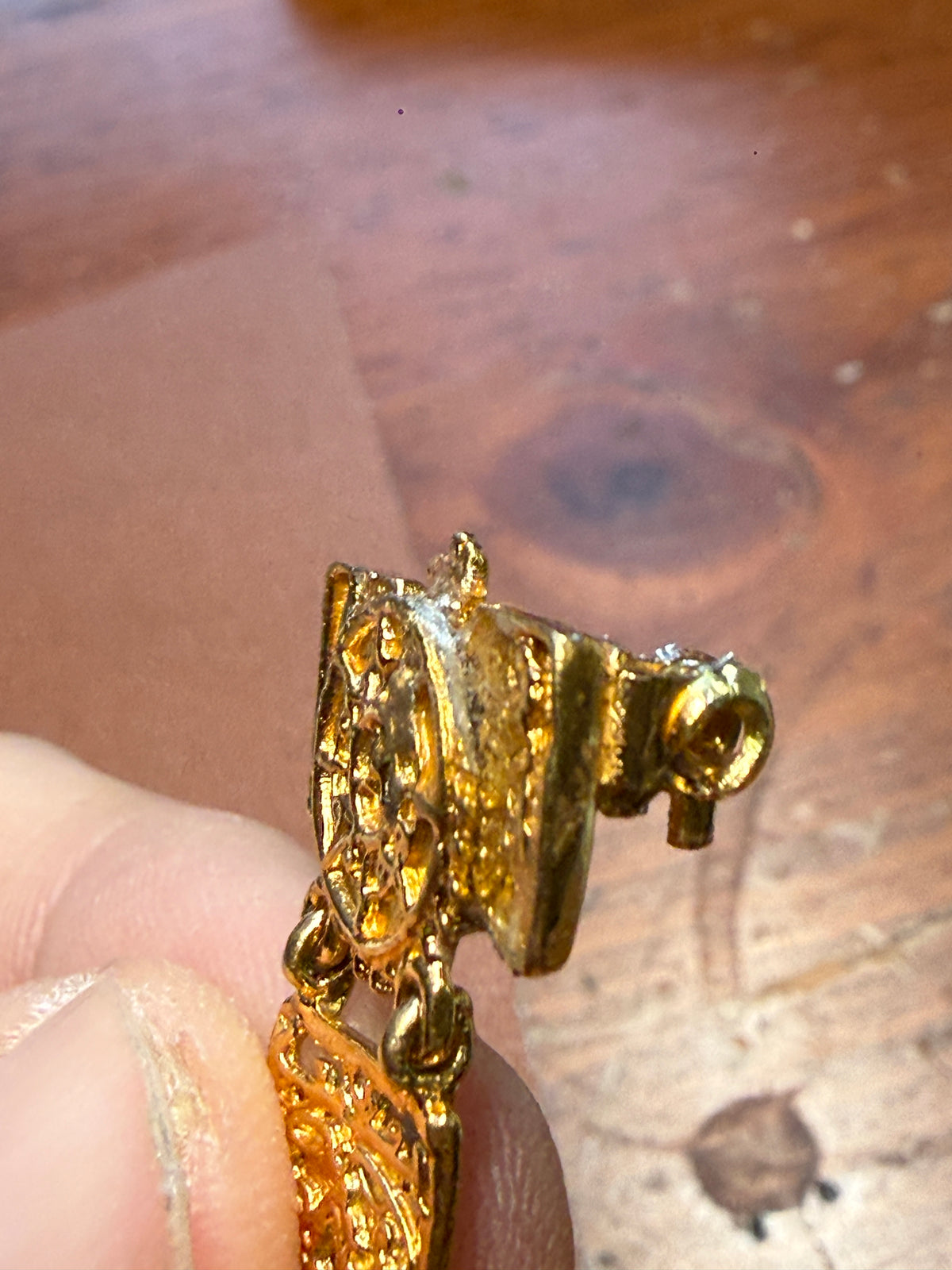 Rare Vintage Aztec Gold Plated Pin Brooch, Salvador Teran Marbel reconstructed H