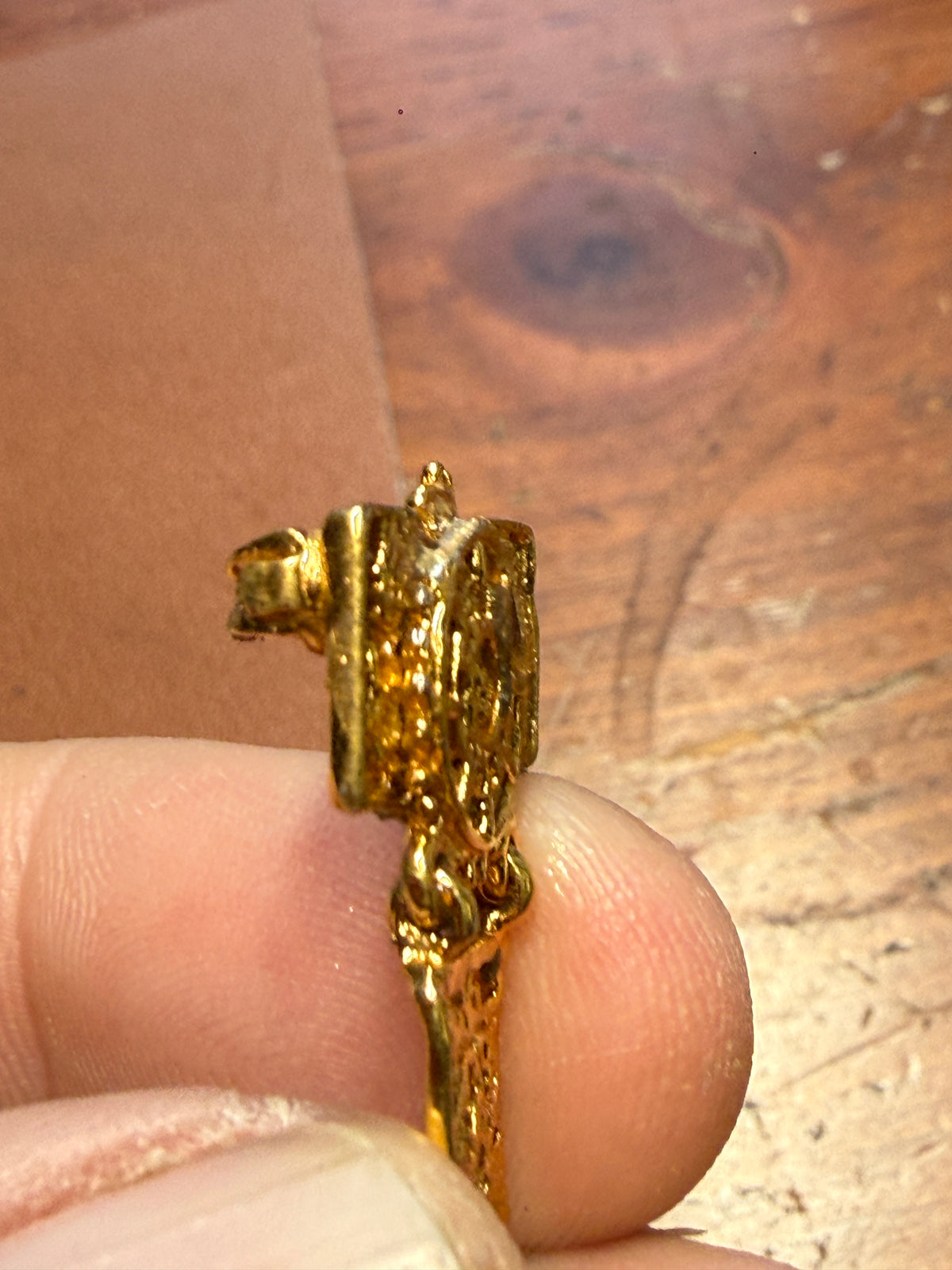 Rare Vintage Aztec Gold Plated Pin Brooch, Salvador Teran Marbel reconstructed H