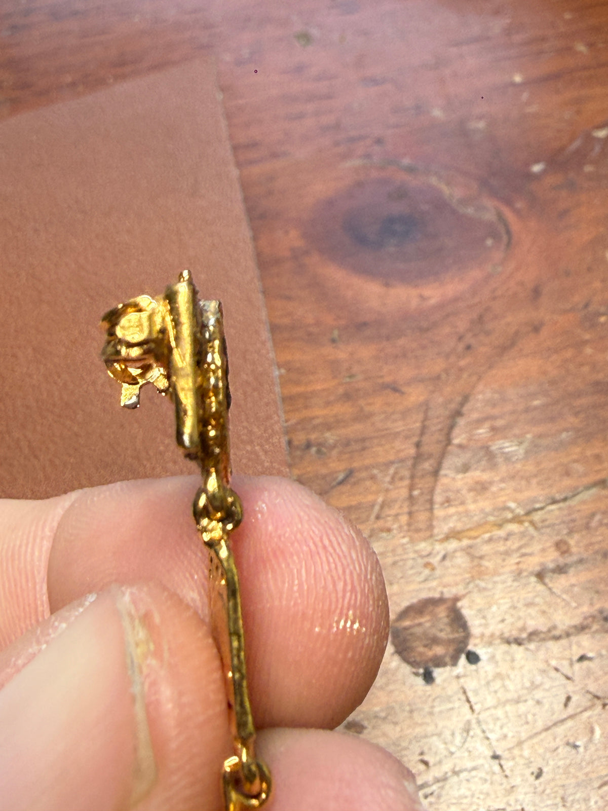 Rare Vintage Aztec Gold Plated Pin Brooch, Salvador Teran Marbel reconstructed H