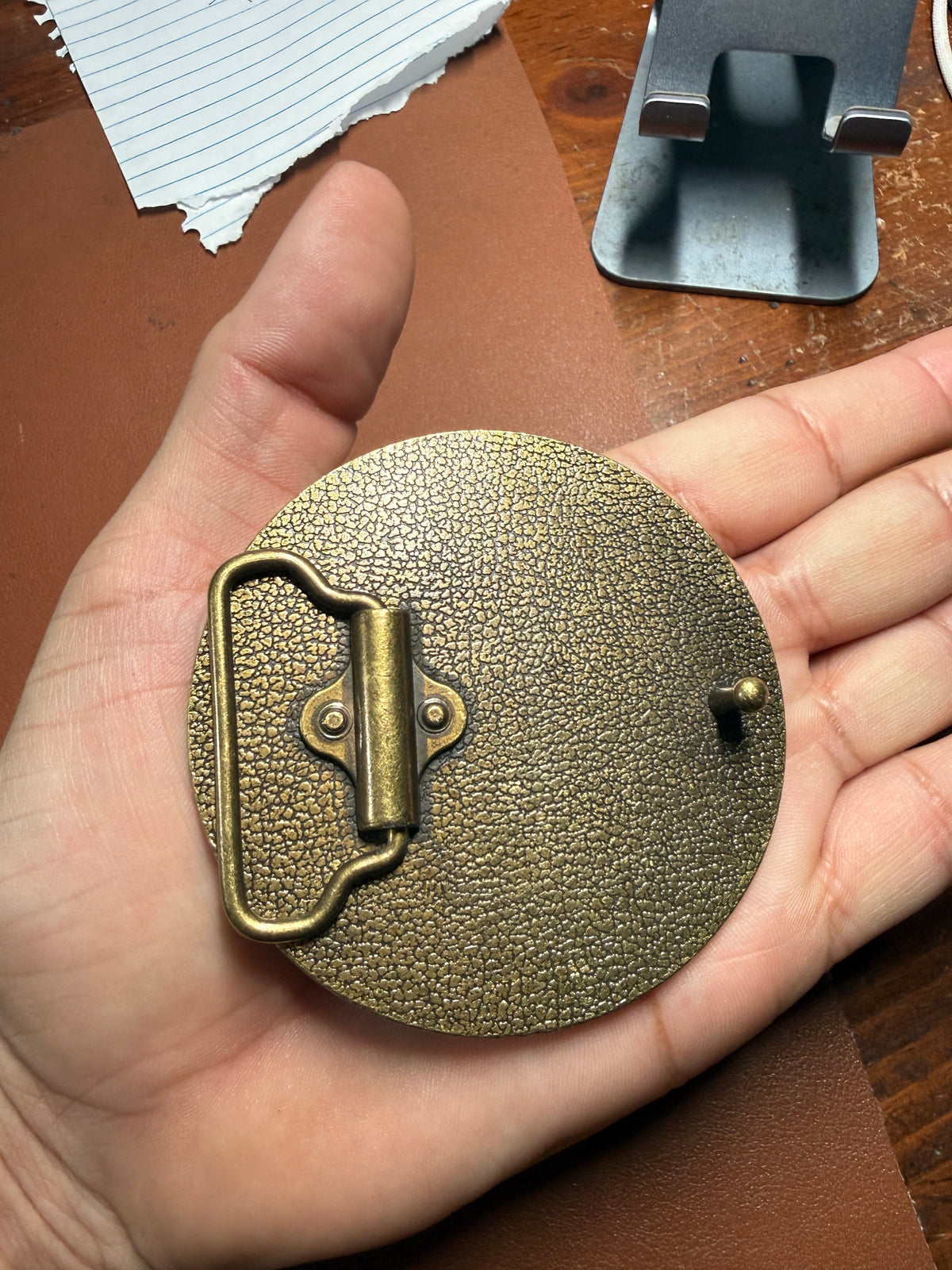 Bronze Tone Metal Aztec Calendar Belt Buckle, 3" Dia./1.5" Belt Width (#19)