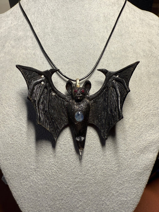 Vampire Bat Dracula Carved in Bull Horn, handmade Mexico, Gothic, Batman, All Natural Material (#H)
