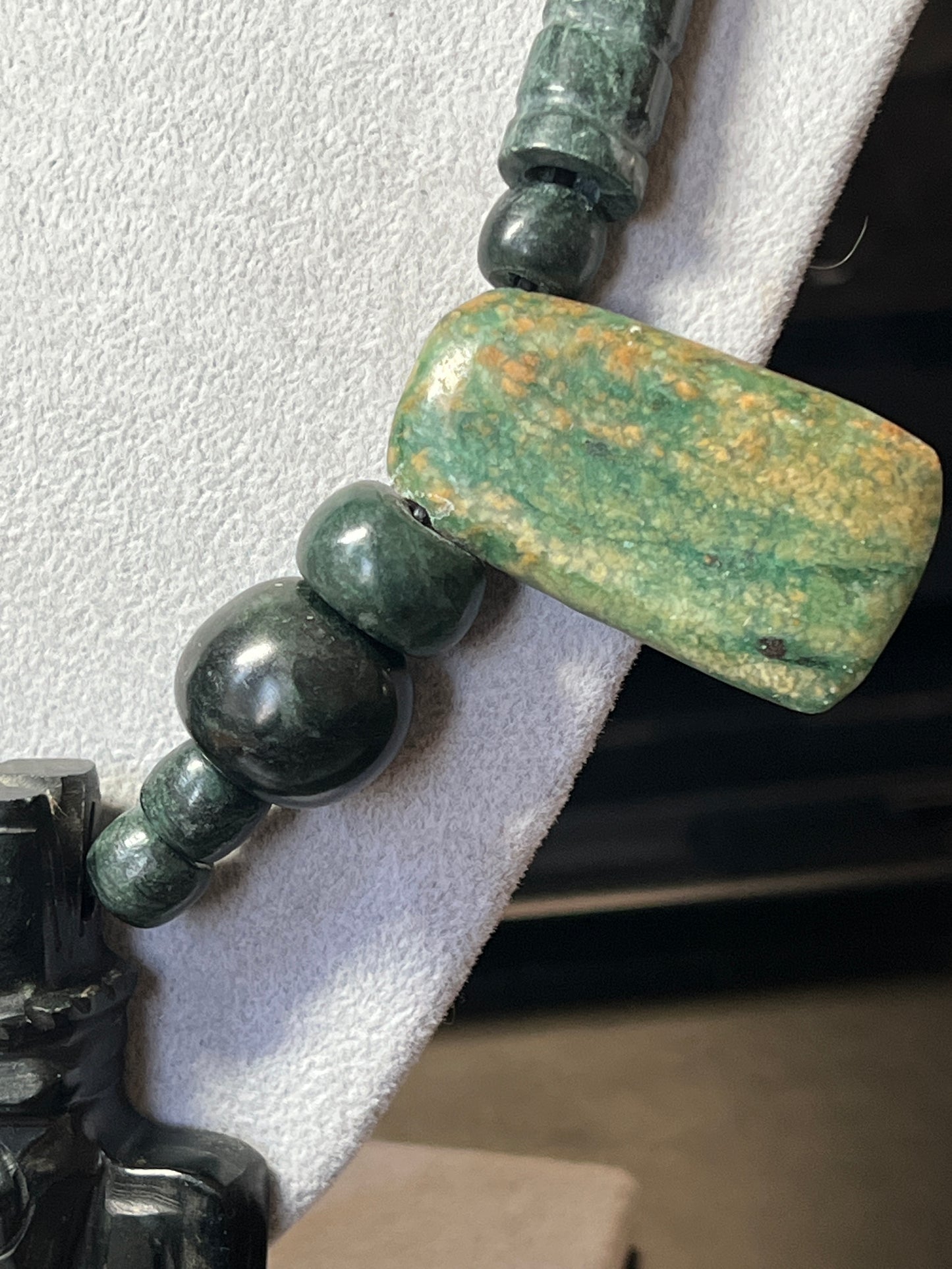 Big Jade Tlaloc Aztec Rain God Necklace Pendant Beads, Mexica, Indigenous, Azteca, Mexican (#38)